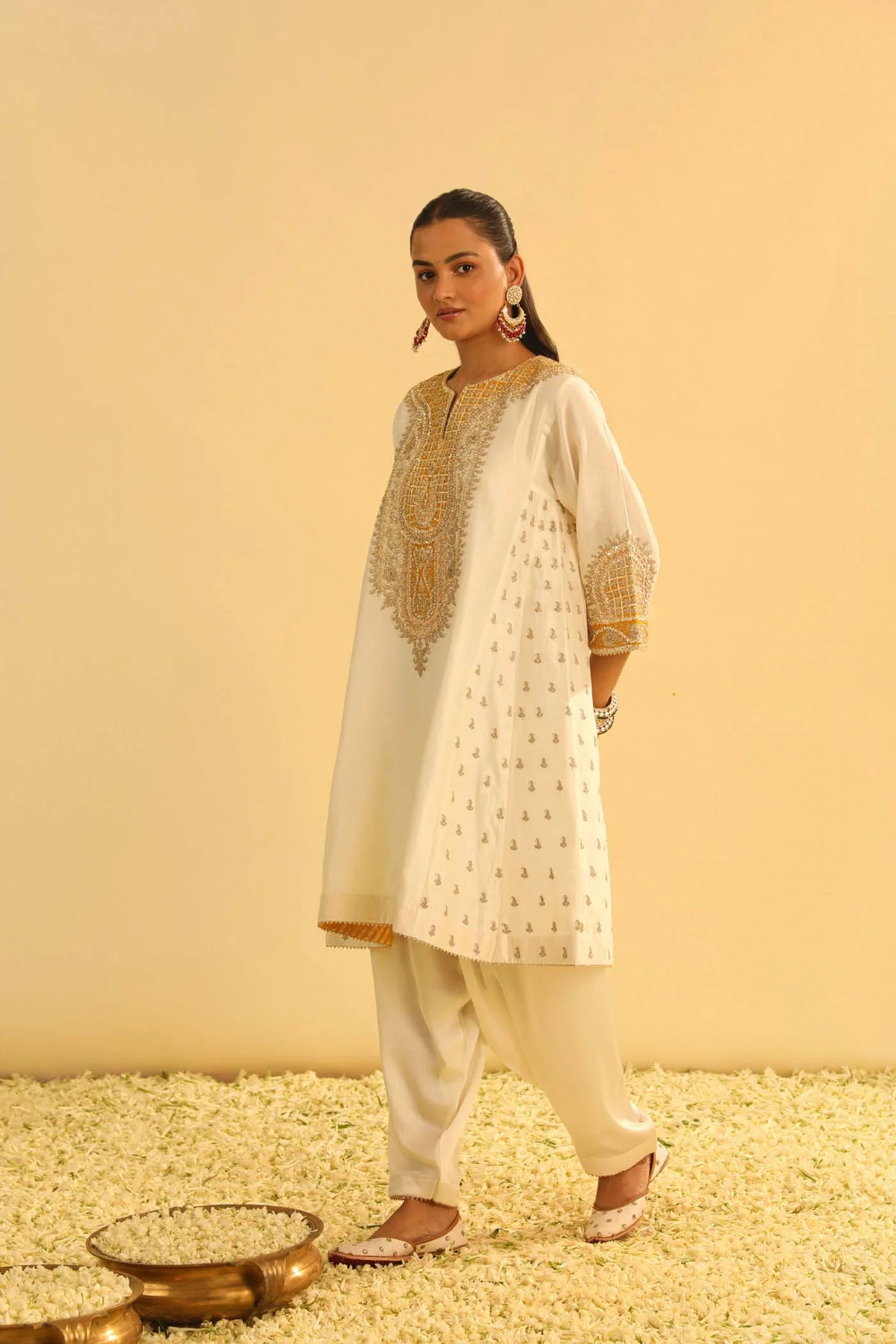 ARISANA - DAISY IVORY SHORT KALIDAAR CHOGA WITH SALWAR - Ready To Ship