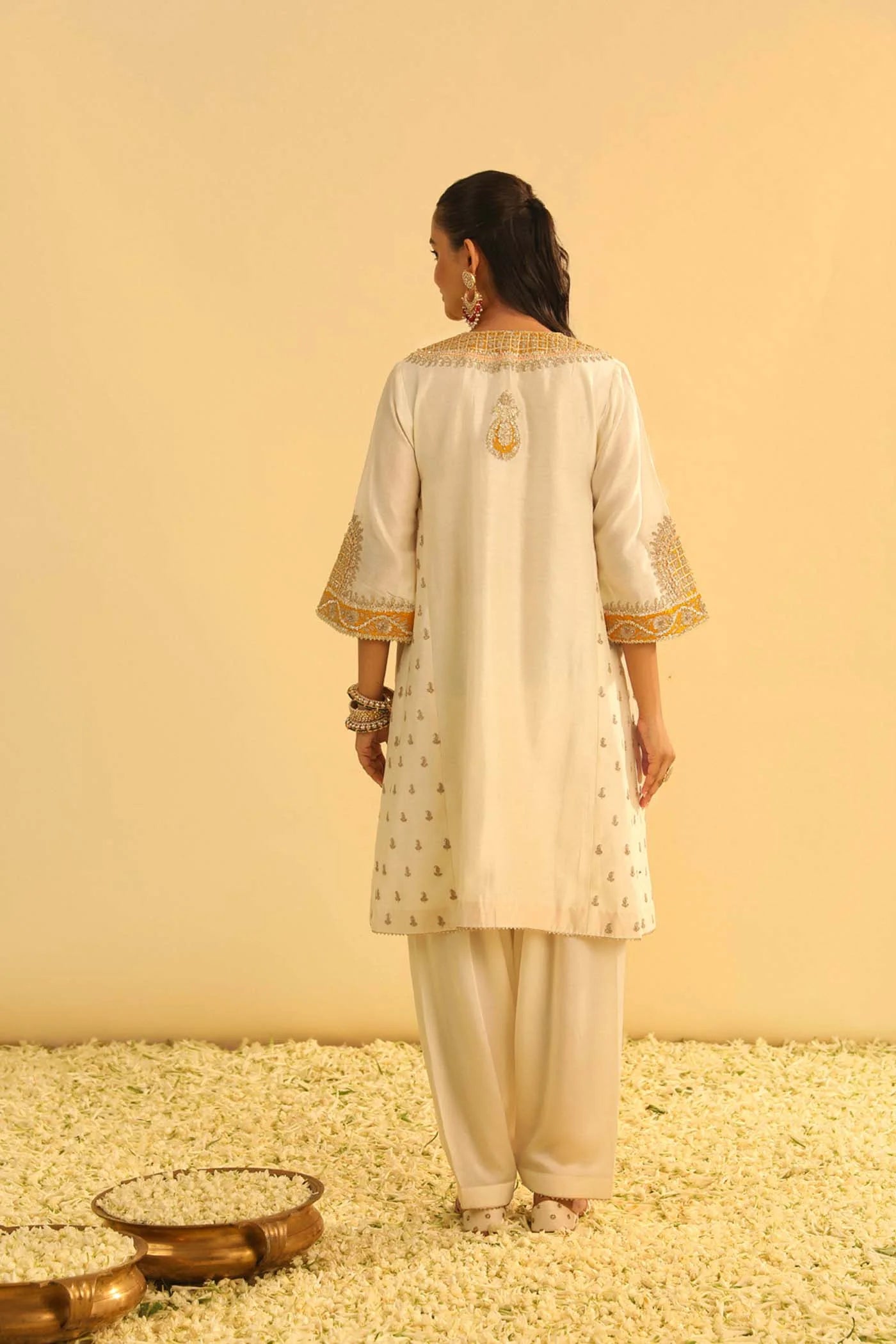 ARISANA - DAISY IVORY SHORT KALIDAAR CHOGA WITH SALWAR - Ready To Ship