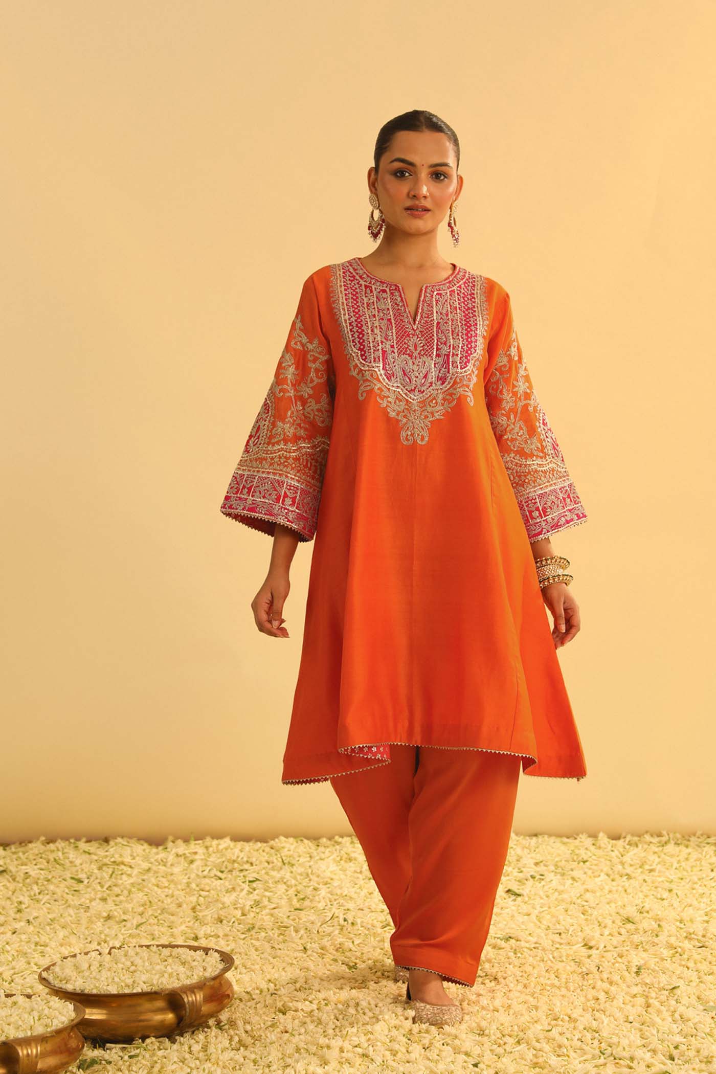 MOHSINA - ORANGE SHORT KALIDAAR CHOGA WITH SALWAR (LXRTS)