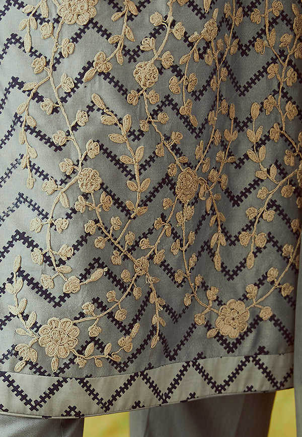 Grey Blue Kurta Set