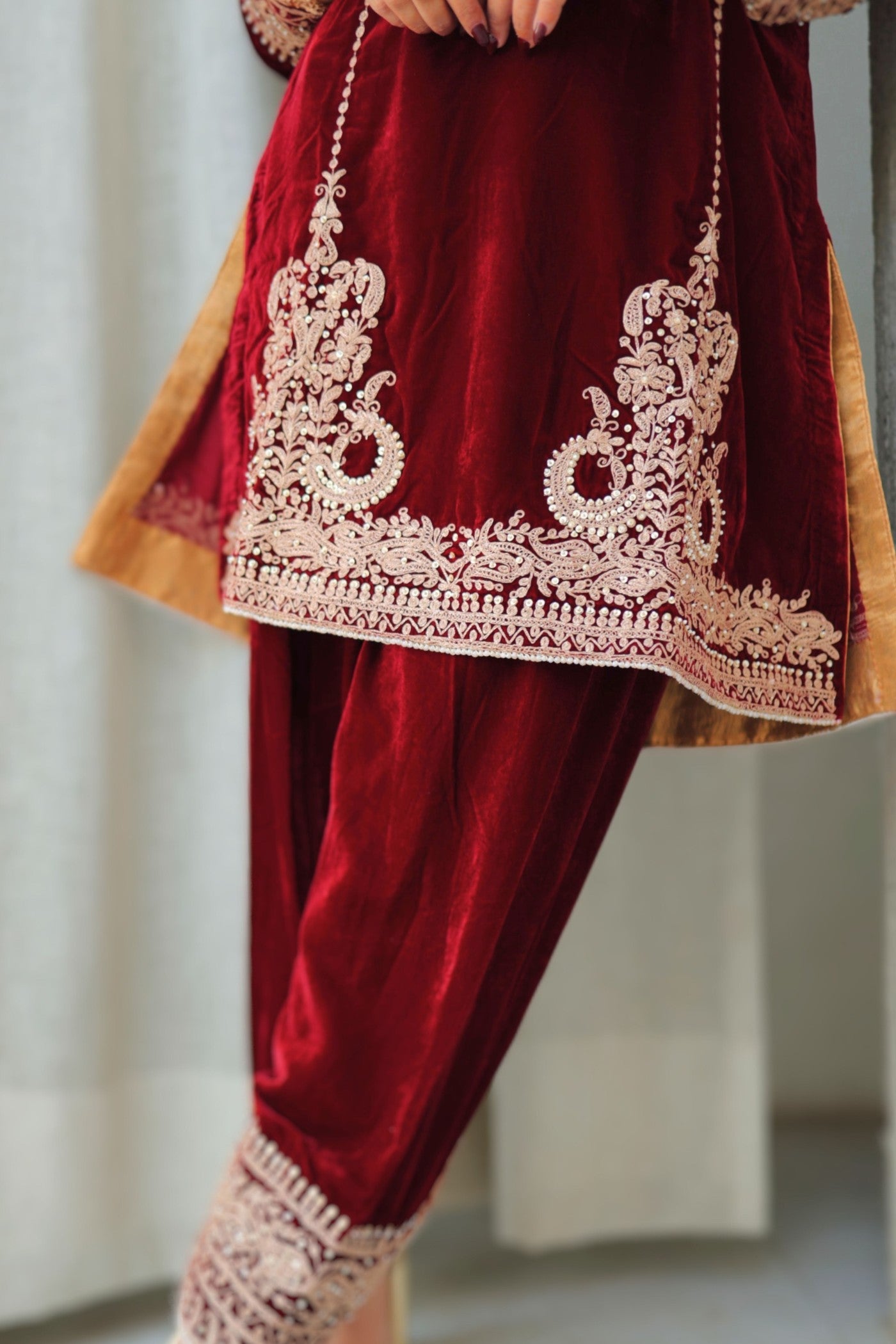 Ayat - Silk Velvet Short Kurta with Salwar