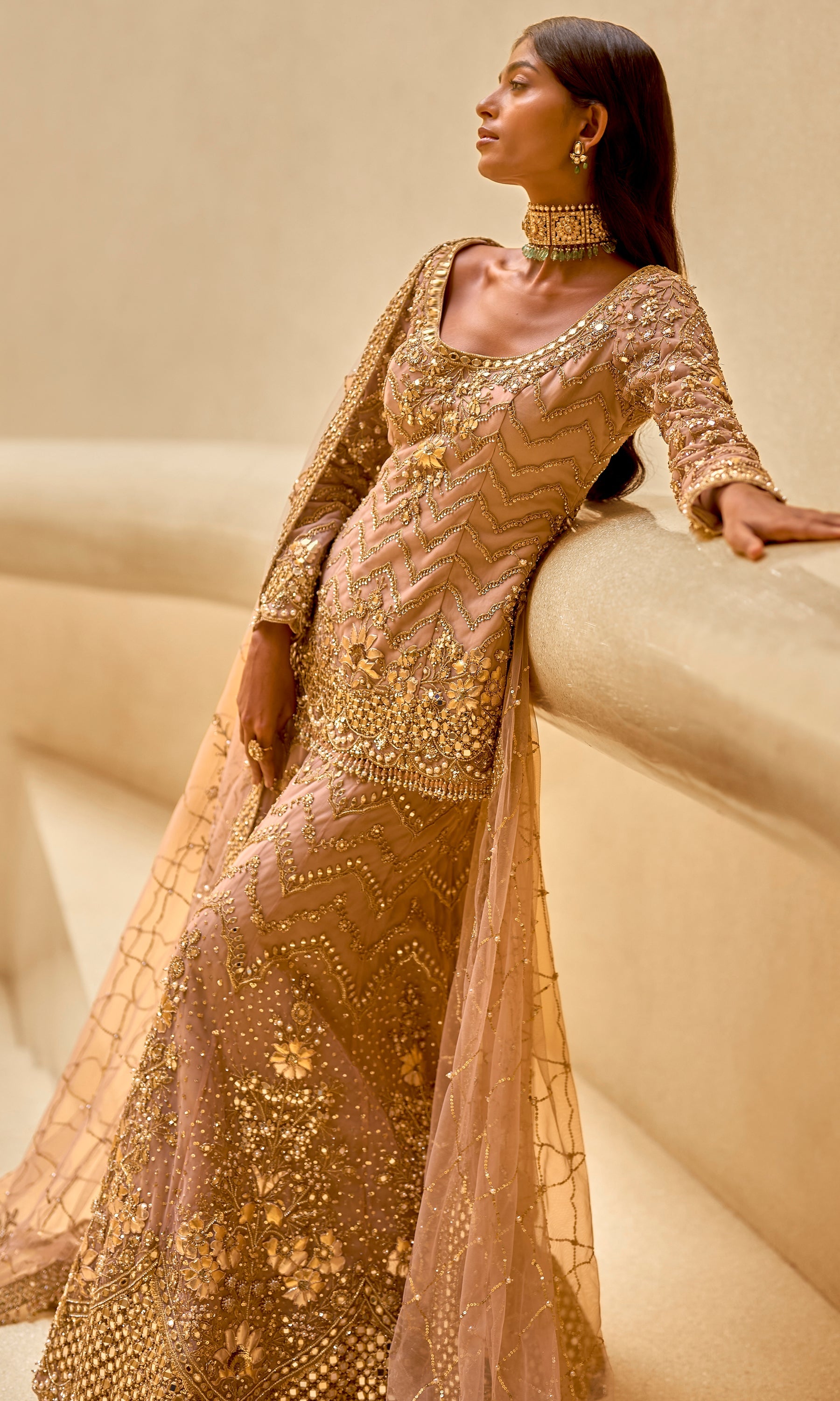 Mauve Pink Embroidered Sharara Set