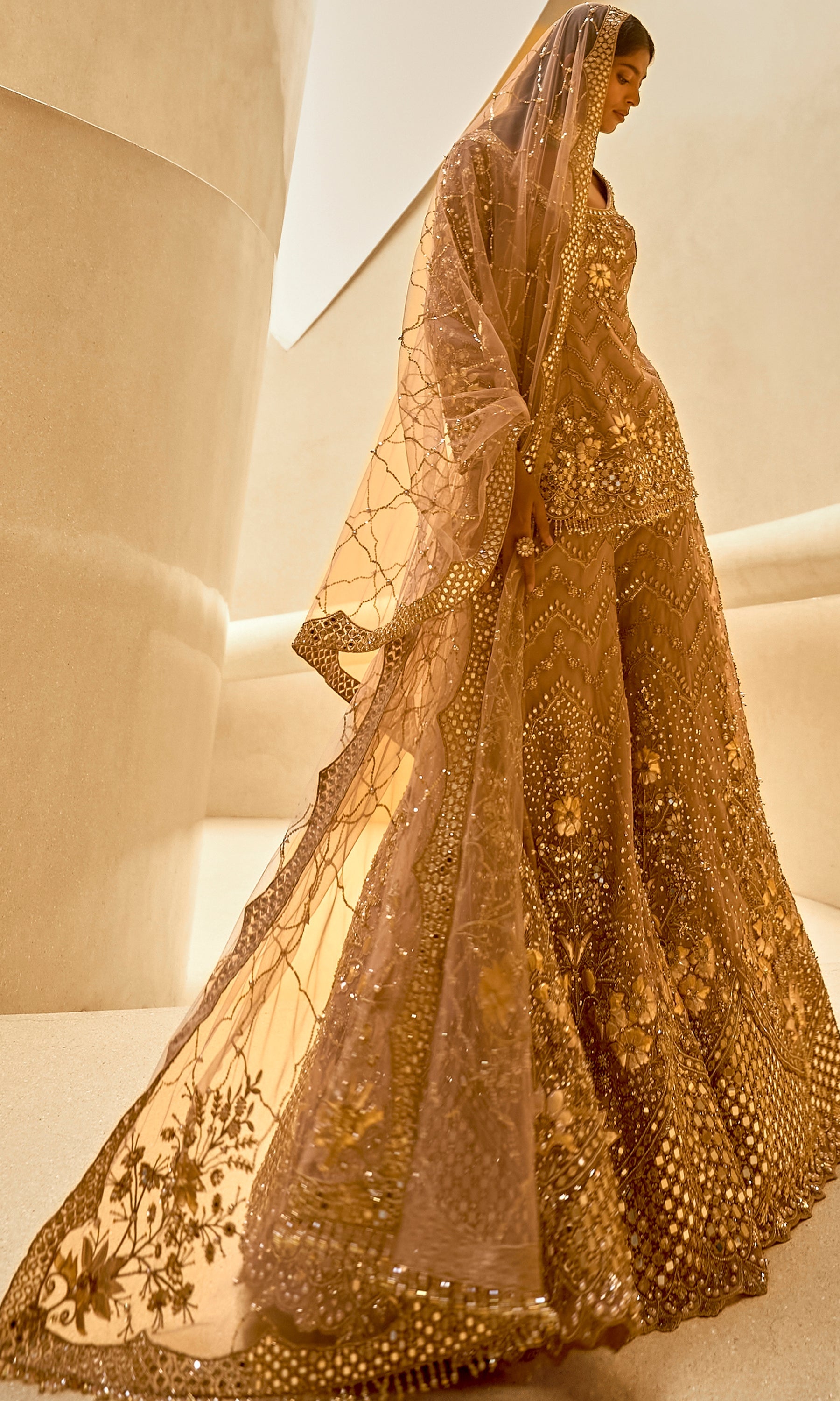 Mauve Pink Embroidered Sharara Set