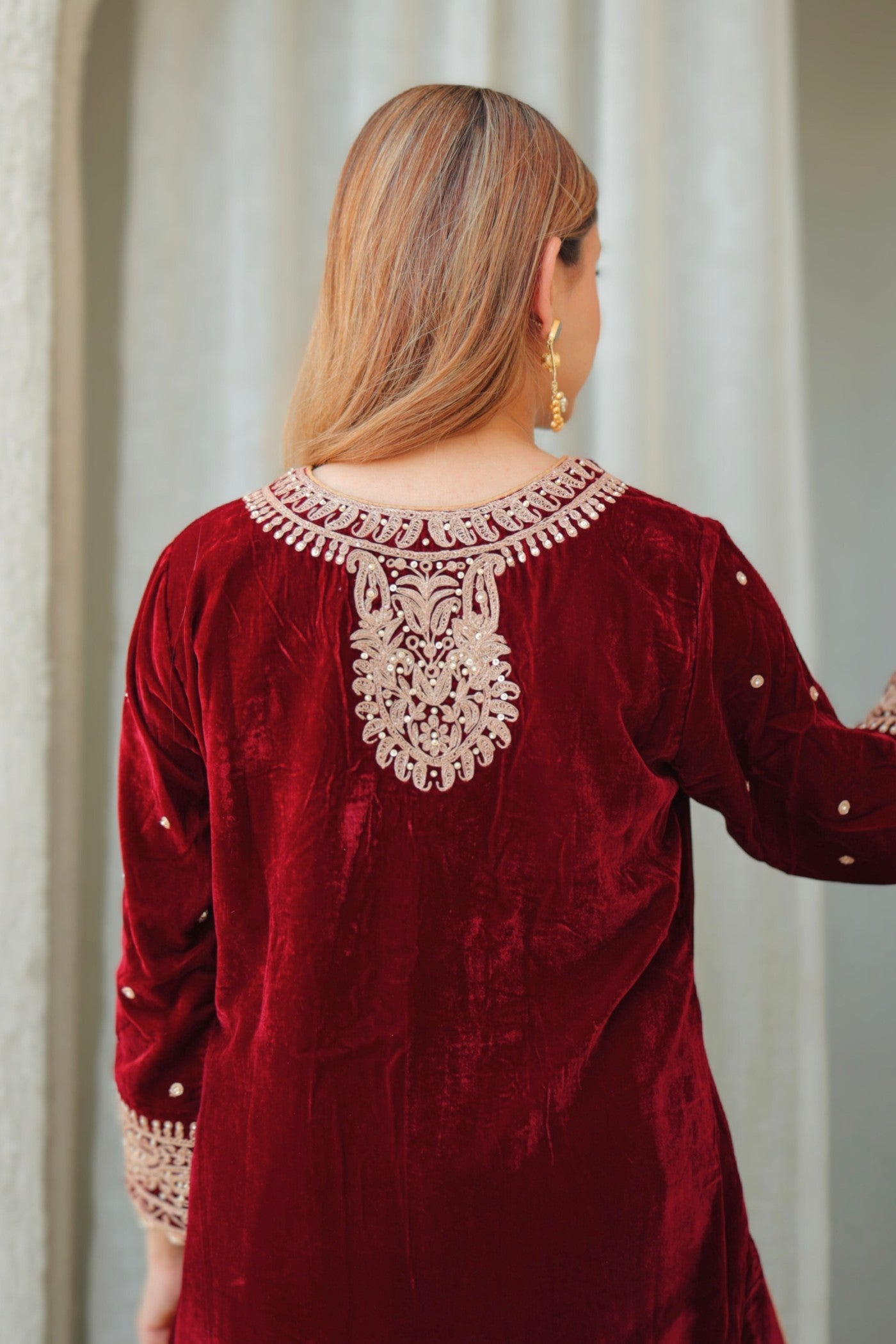 Ayat - Silk Velvet Short Kurta with Salwar