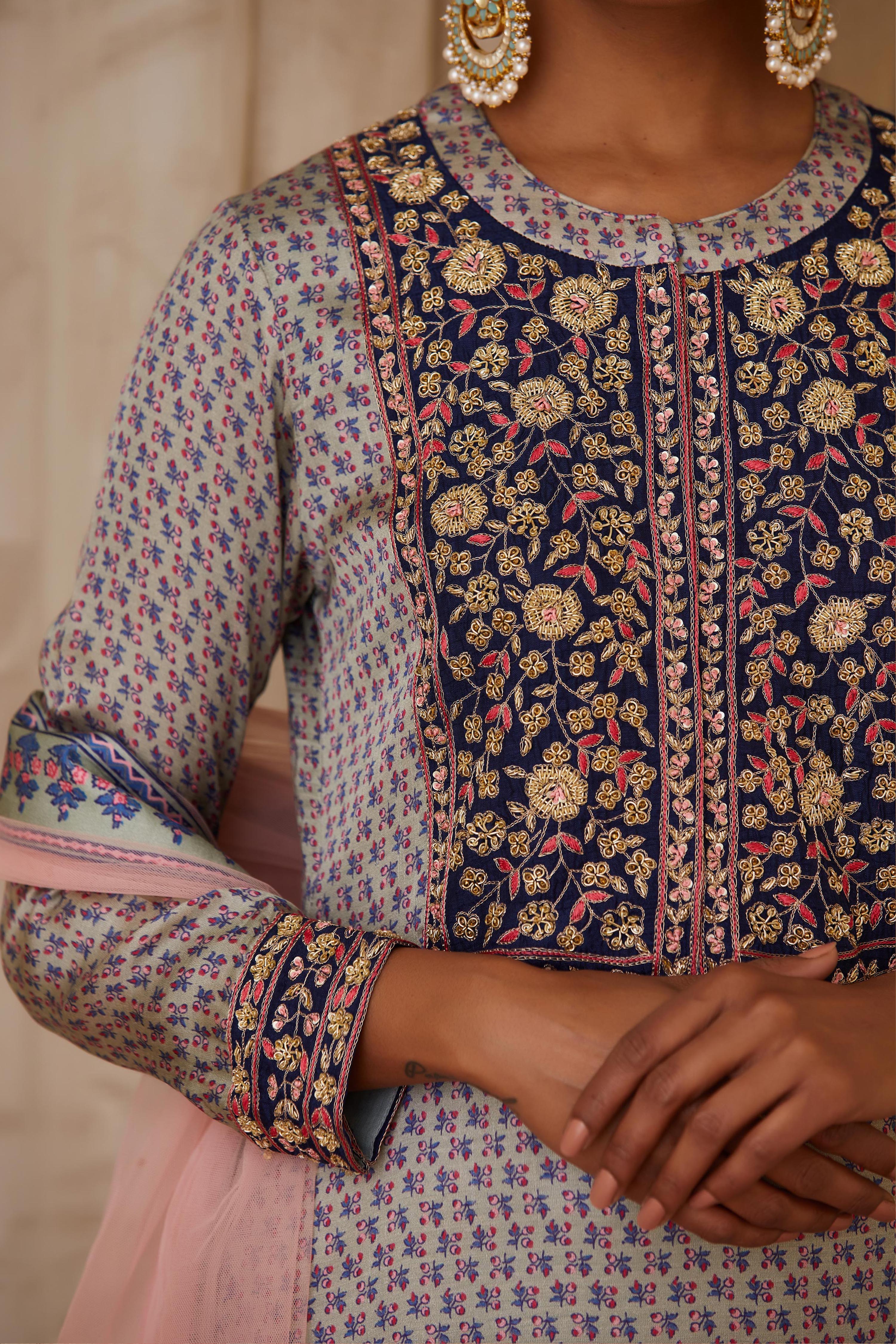 Blue Grey Kurta Set