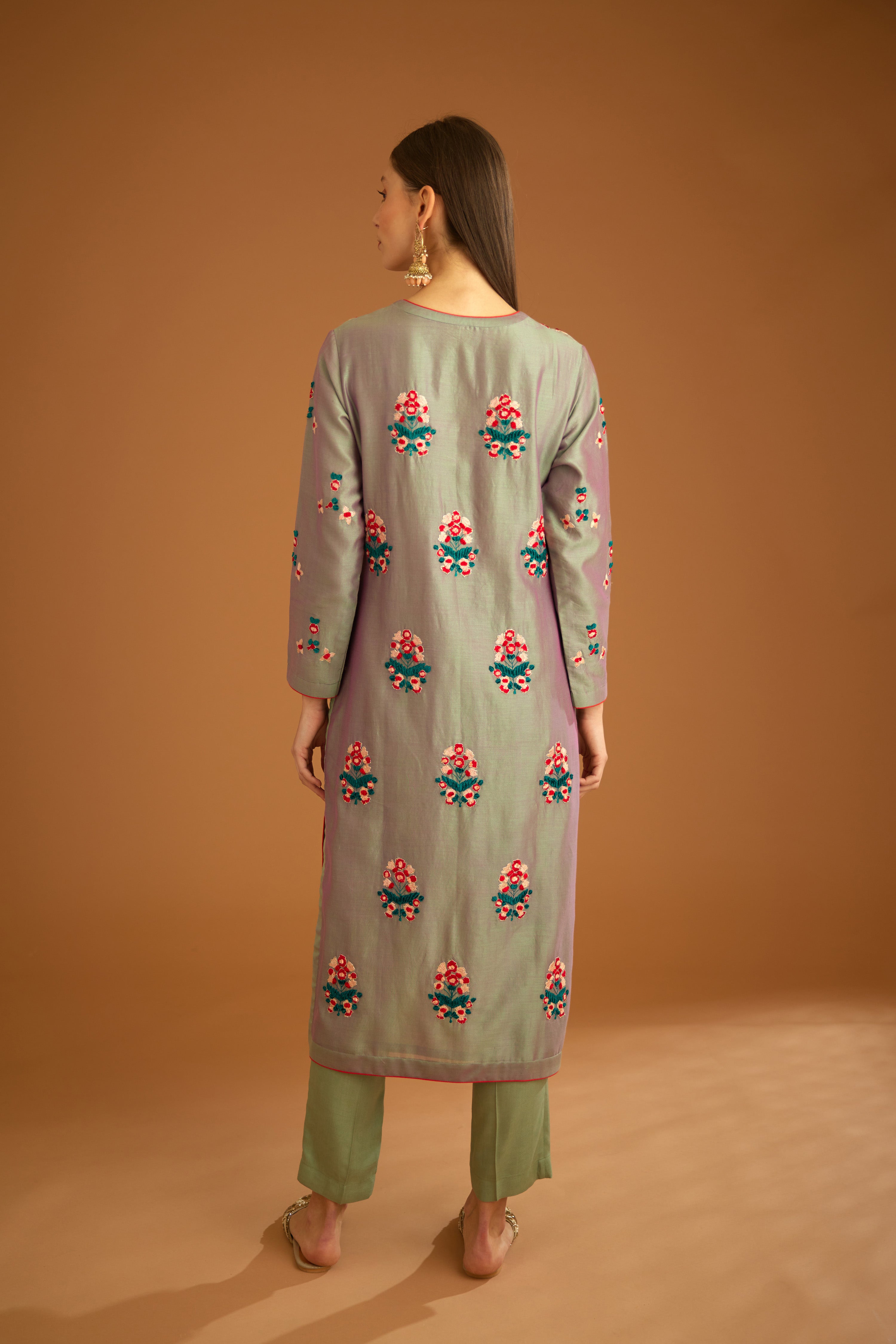 Grey-Green Kurta Set