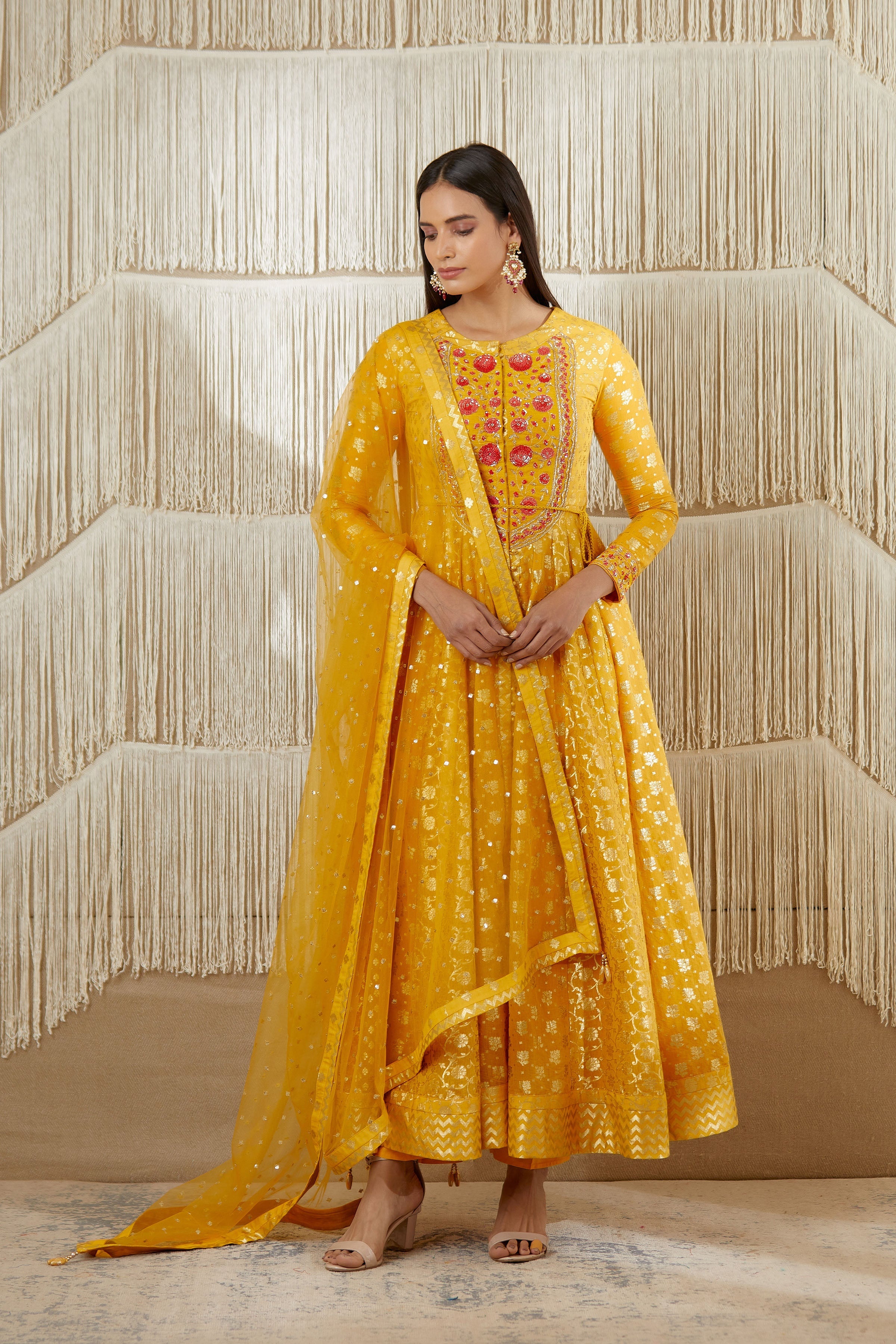 Mustard Anarkali set