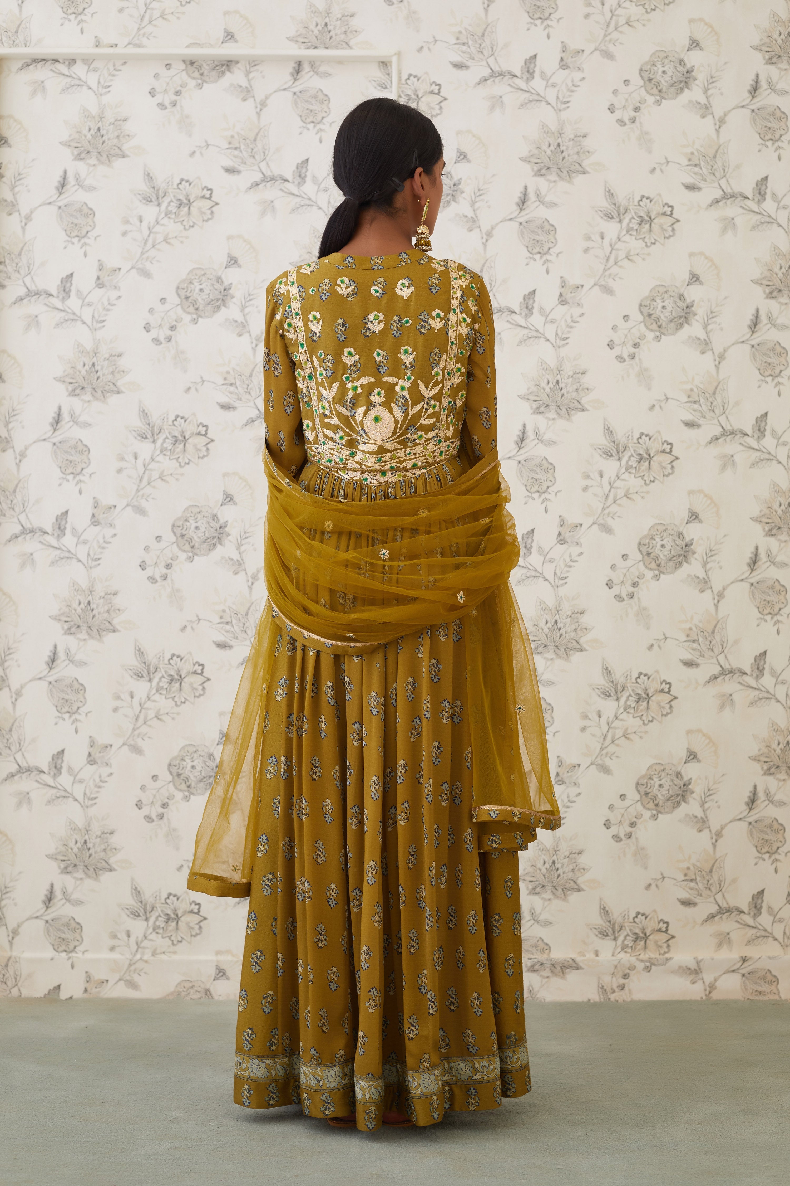 Olive Anarkali Set