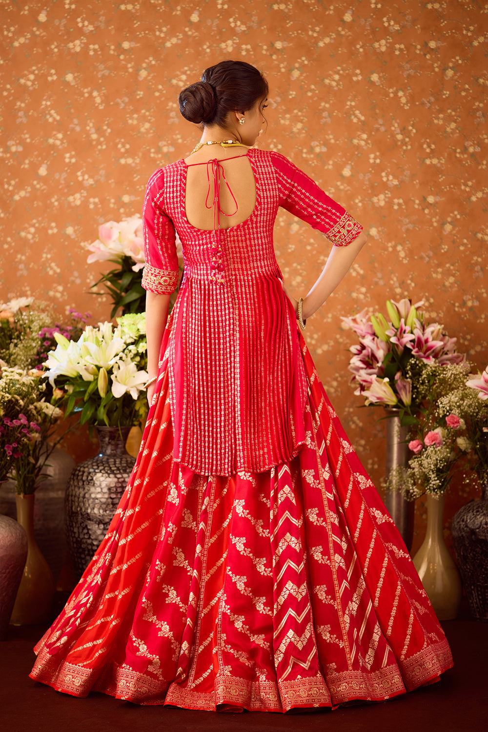 Scarlet Red Kurta Lehenga Set