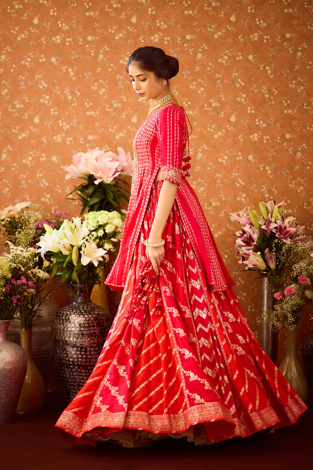 Scarlet Red Kurta Lehenga Set