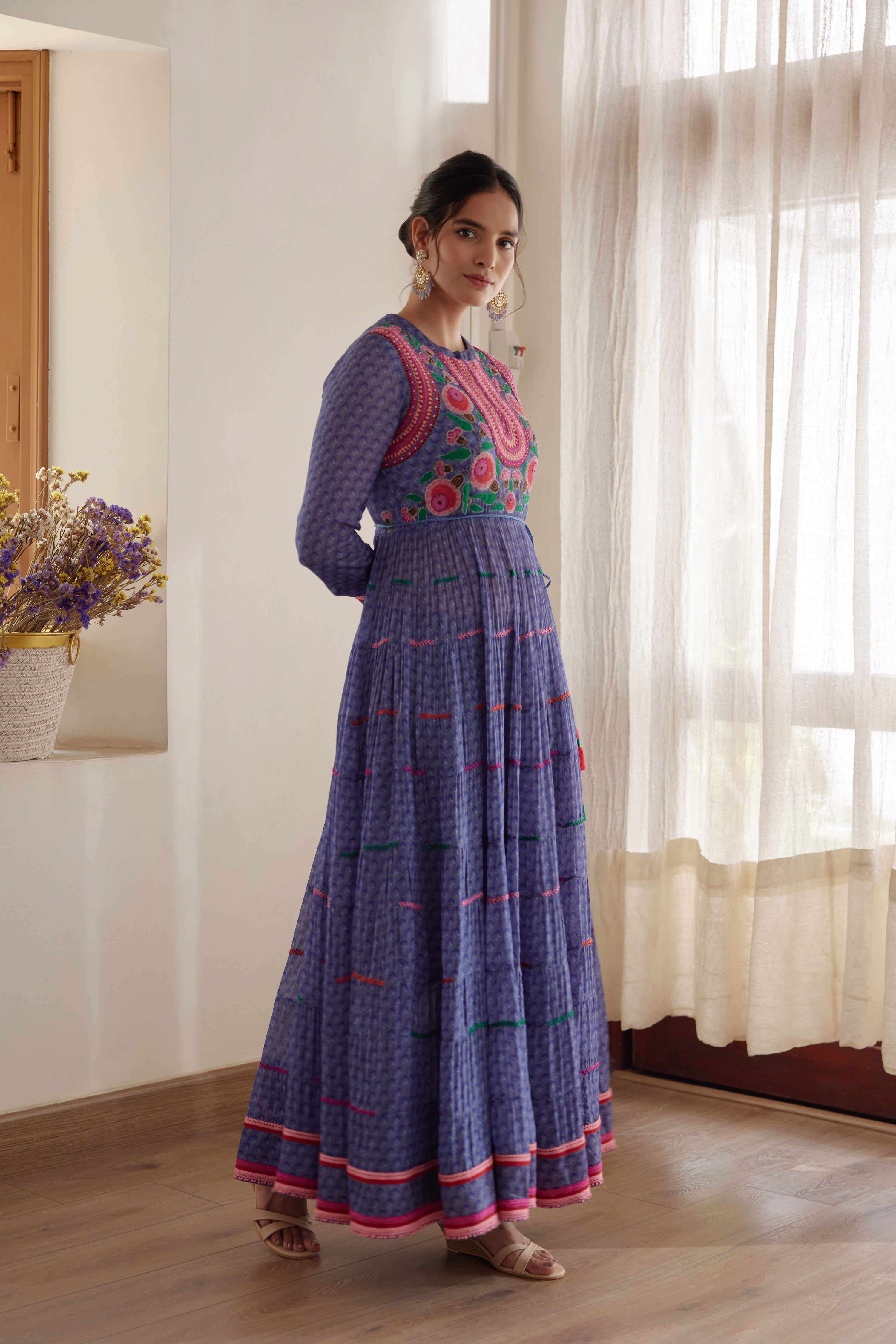 Purple Blue Anarkali Set