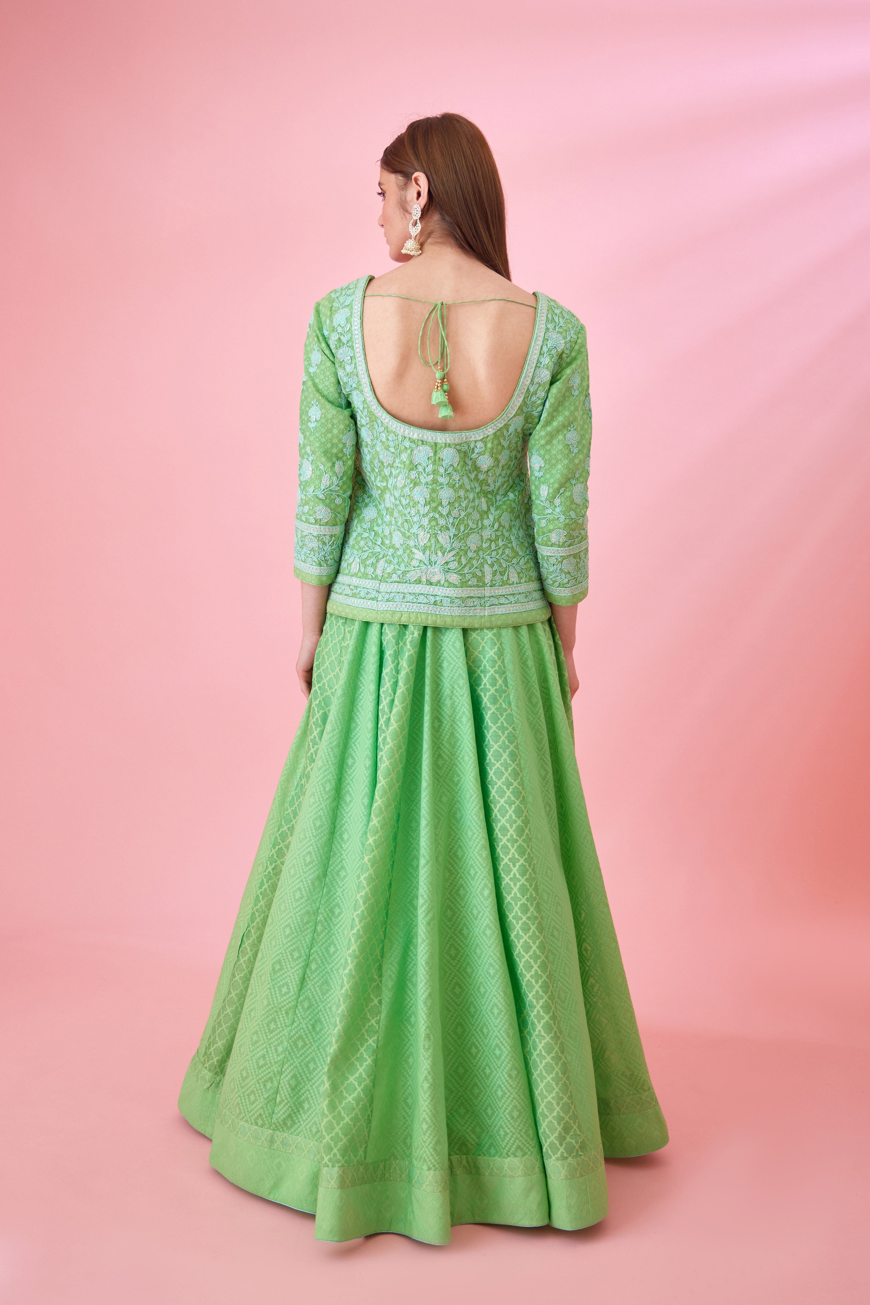 Irish Green Kurti Skirt Set