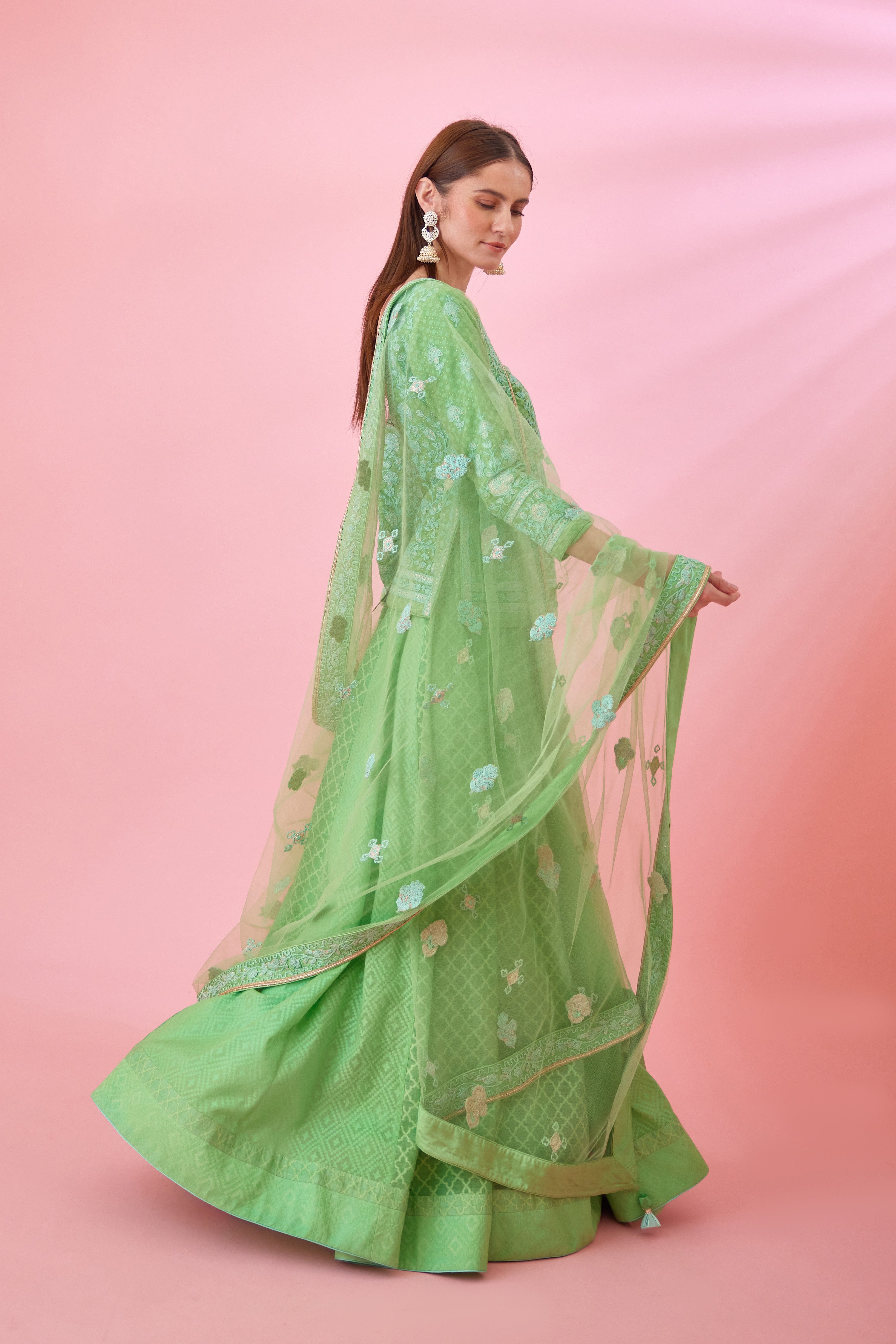 Irish Green Kurti Skirt Set