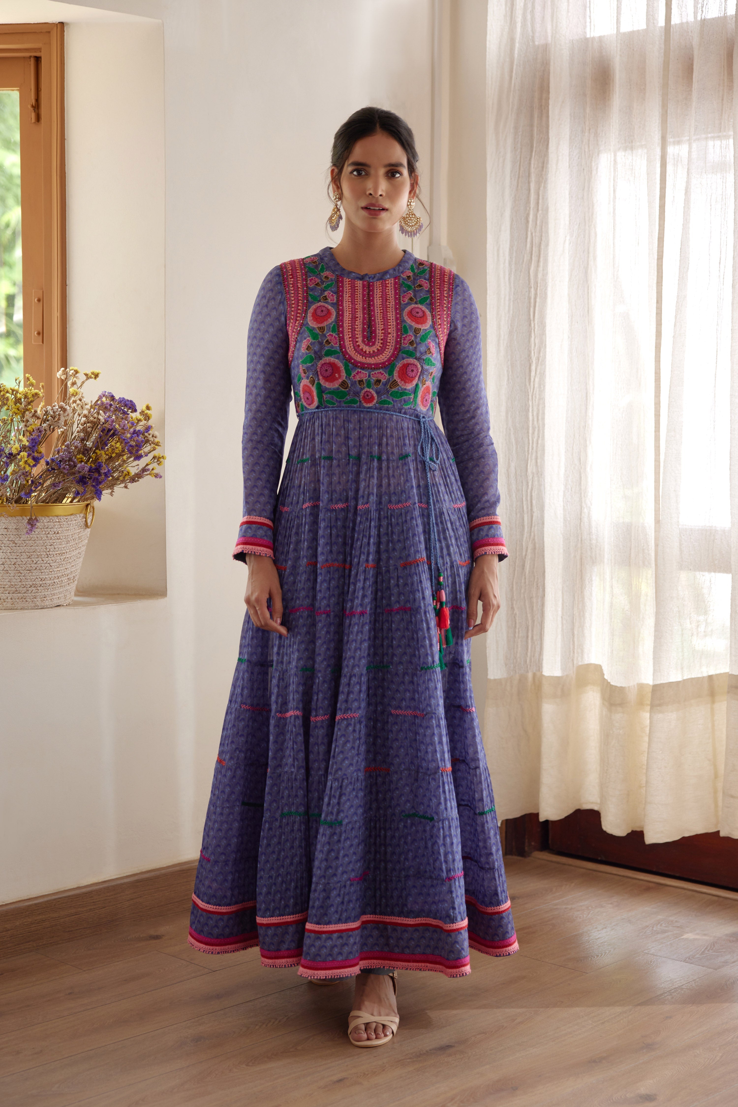 Purple Blue Anarkali Set