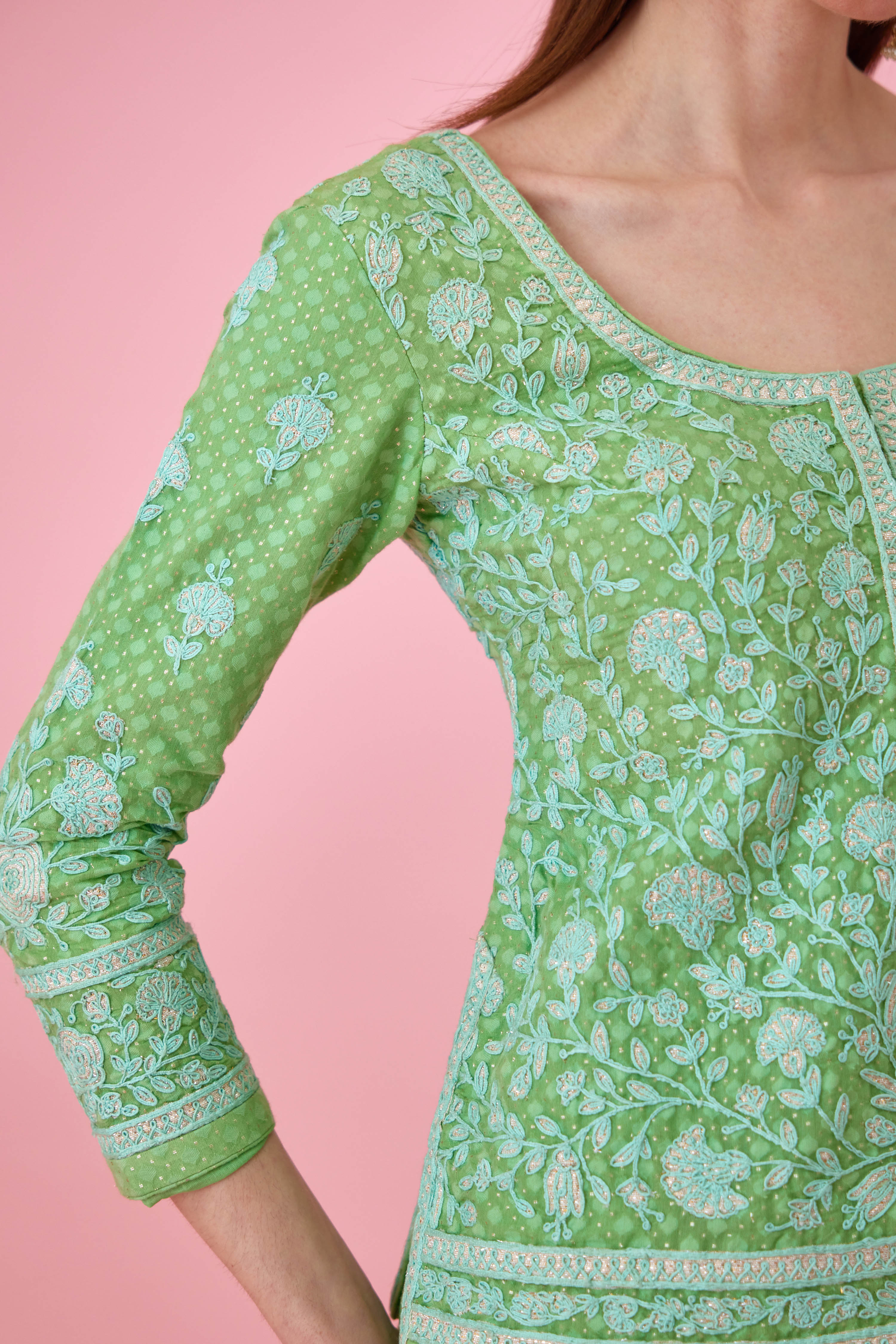 Irish Green Kurti Skirt Set
