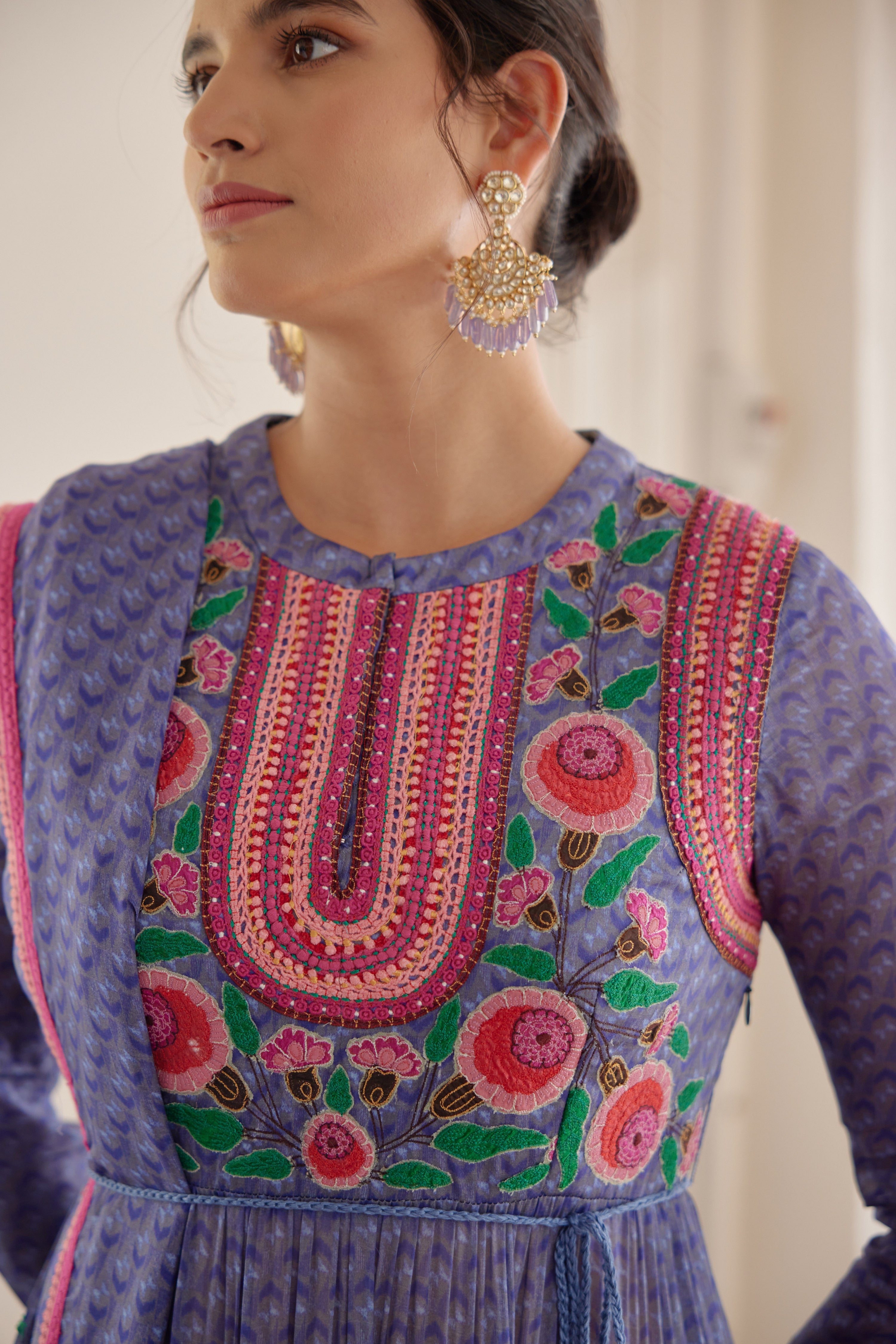 Purple Blue Anarkali Set