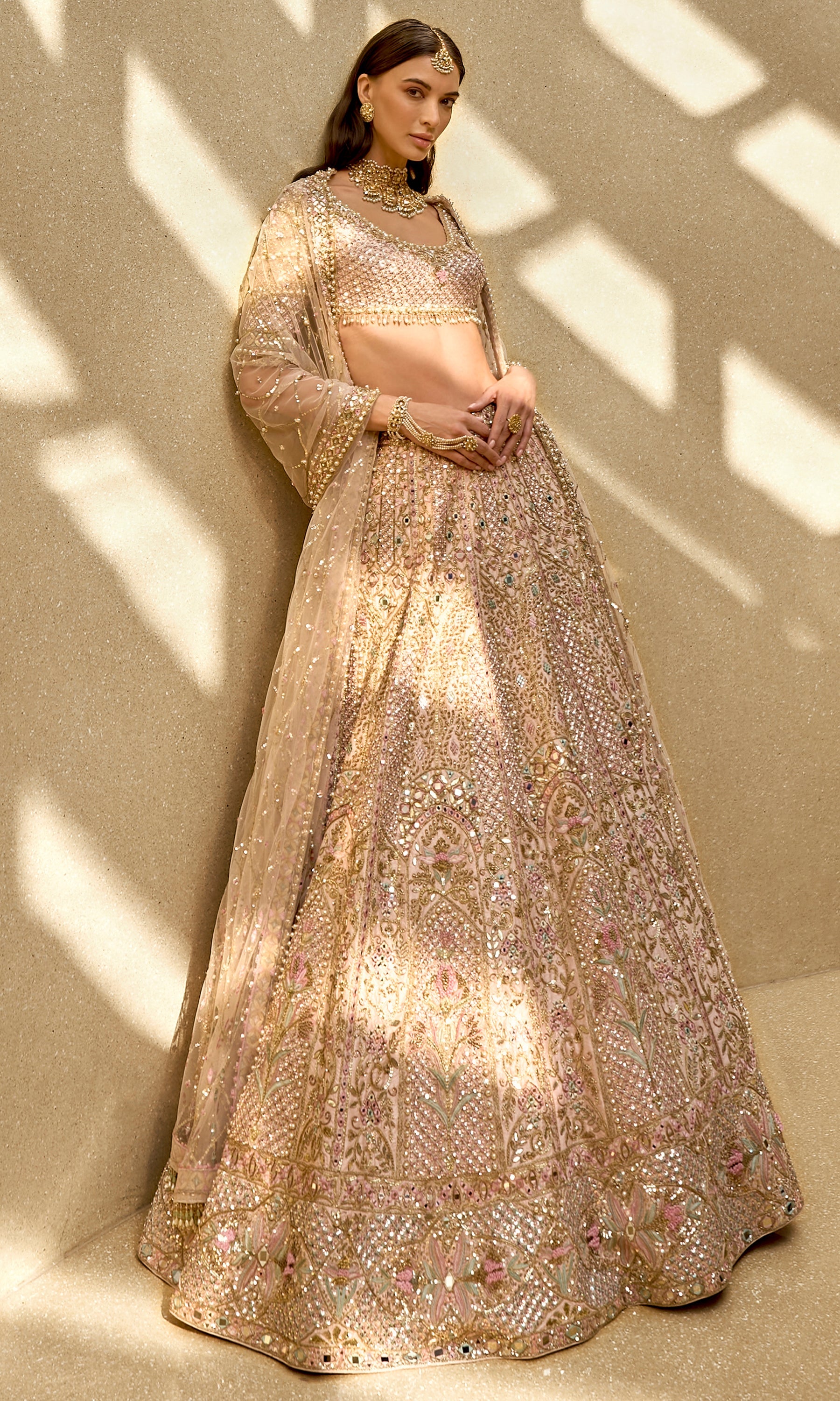 Baby Pink Couture Zardozi Lehenga Set