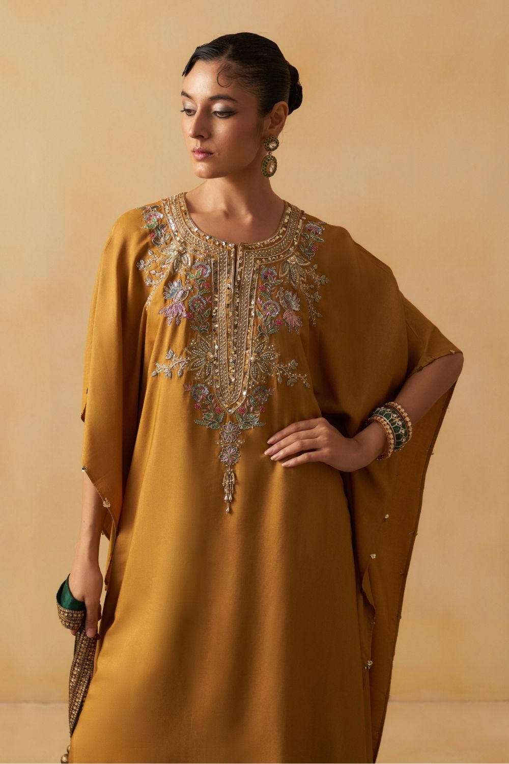 Mustard Kaftan With Palazzo Set