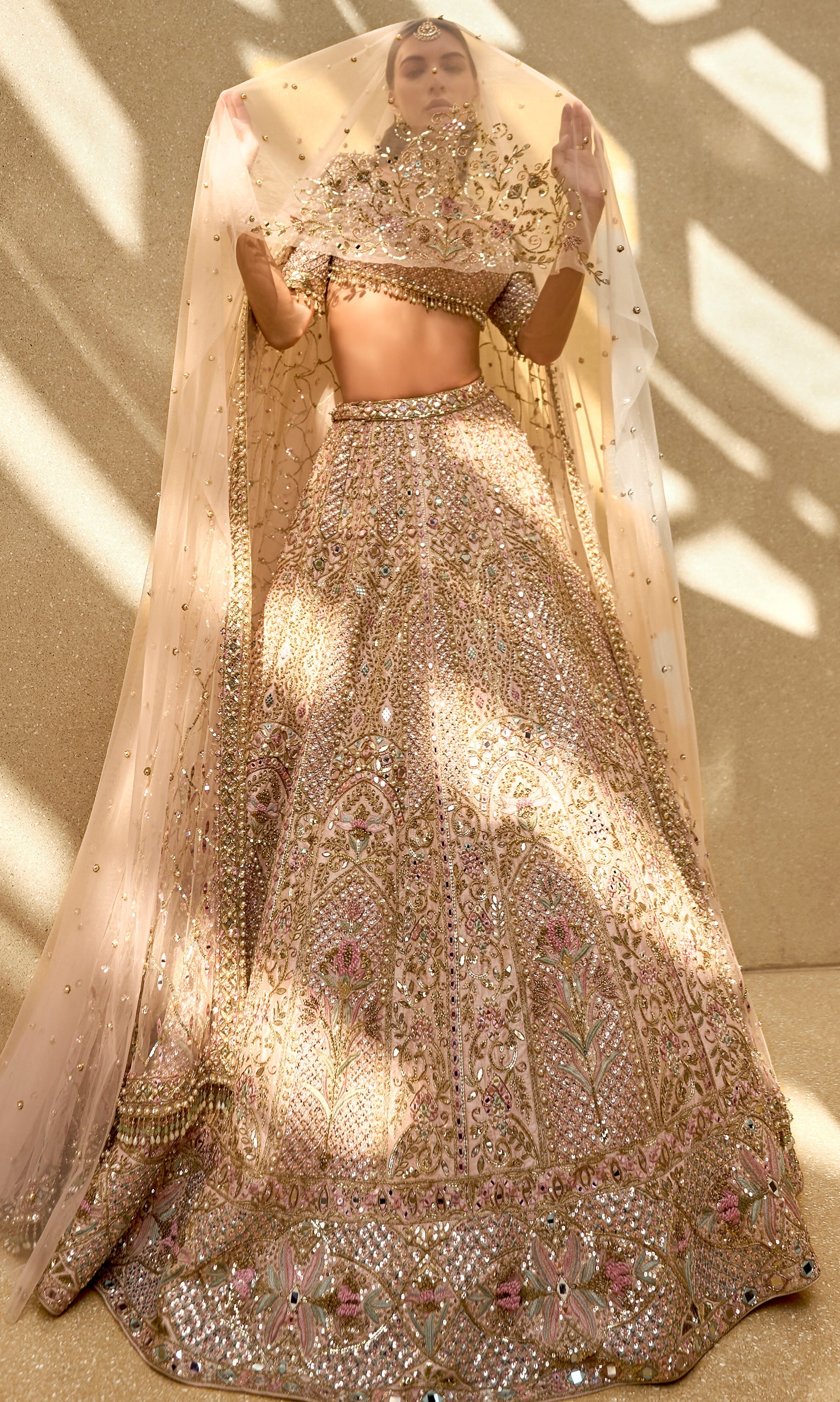 Baby Pink Couture Zardozi Lehenga Set