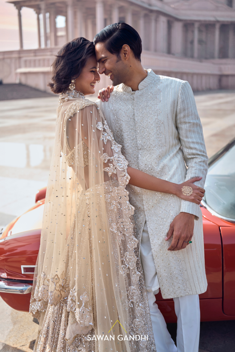 GOLDEN BEIGE MIRROR WORK LEHENGA