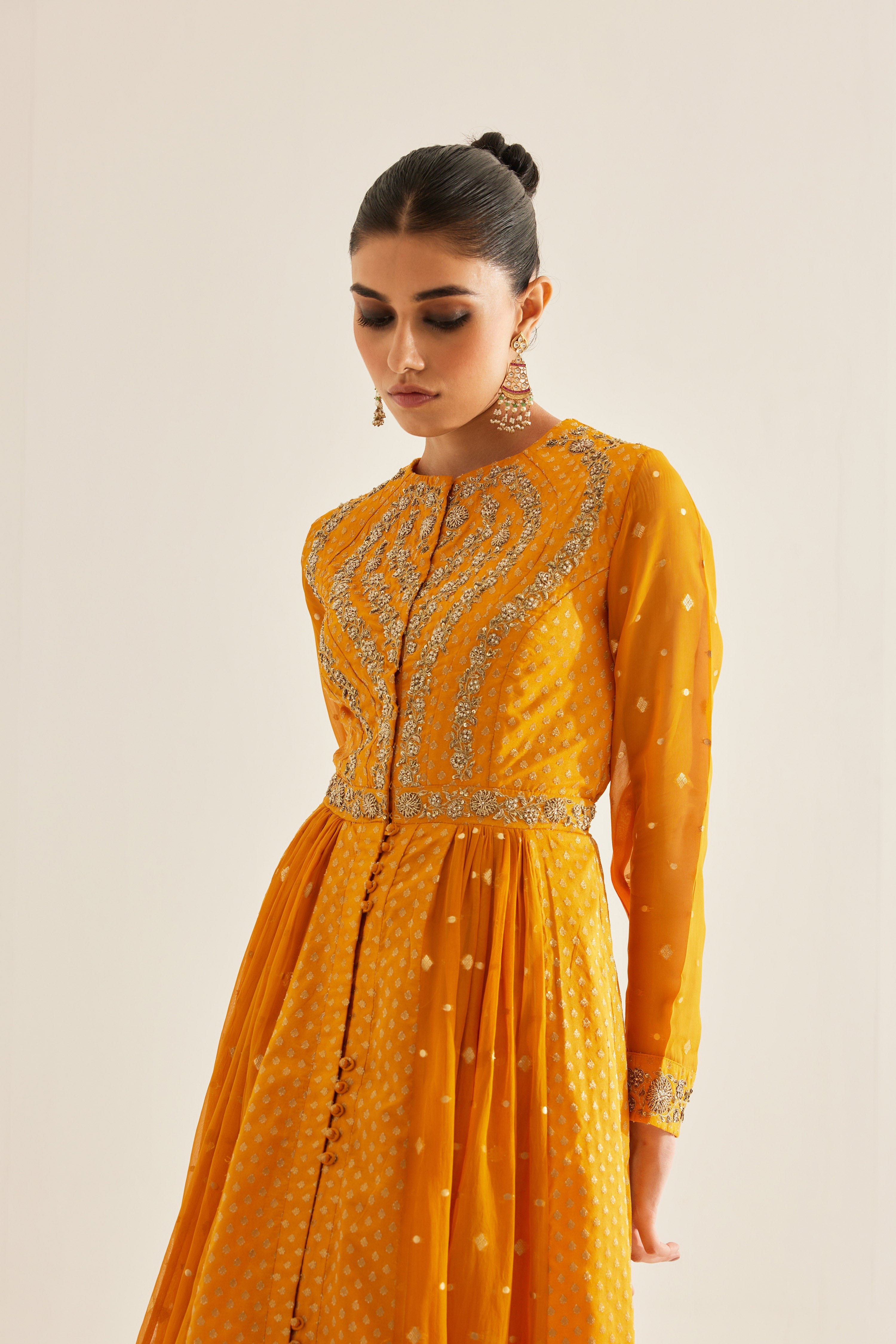 Mustard Anarkali Set