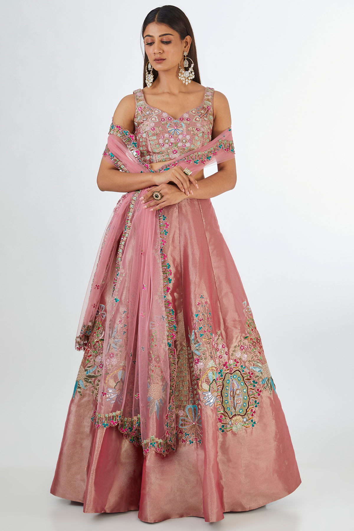 Montage - Pink Tissue Lehenga Set