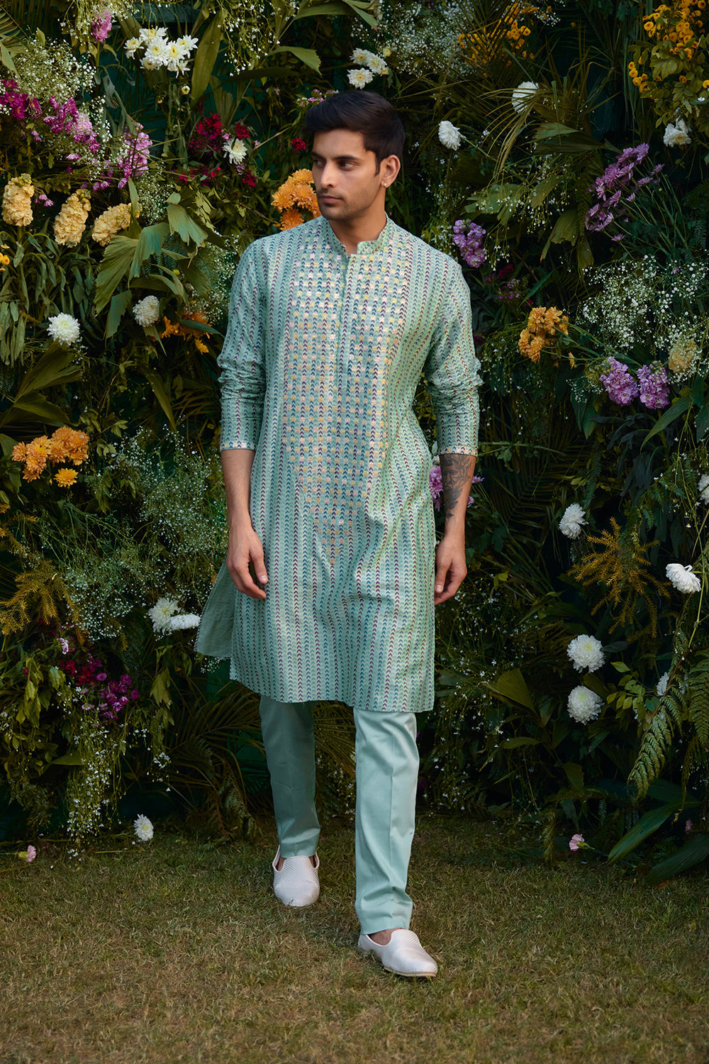Smoke Green Kurta Set