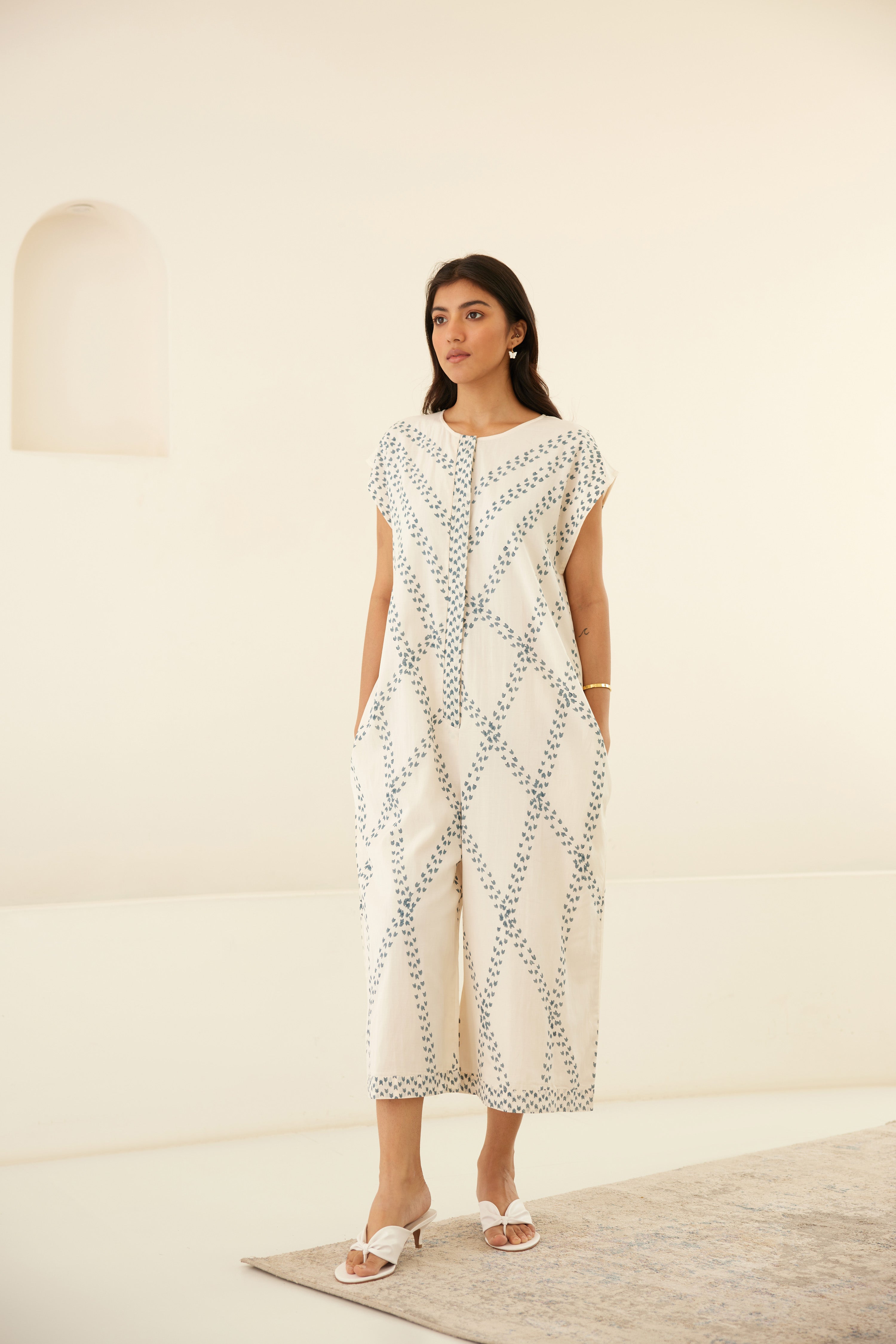 Papyrus White - Dusty Blue Jumpsuit