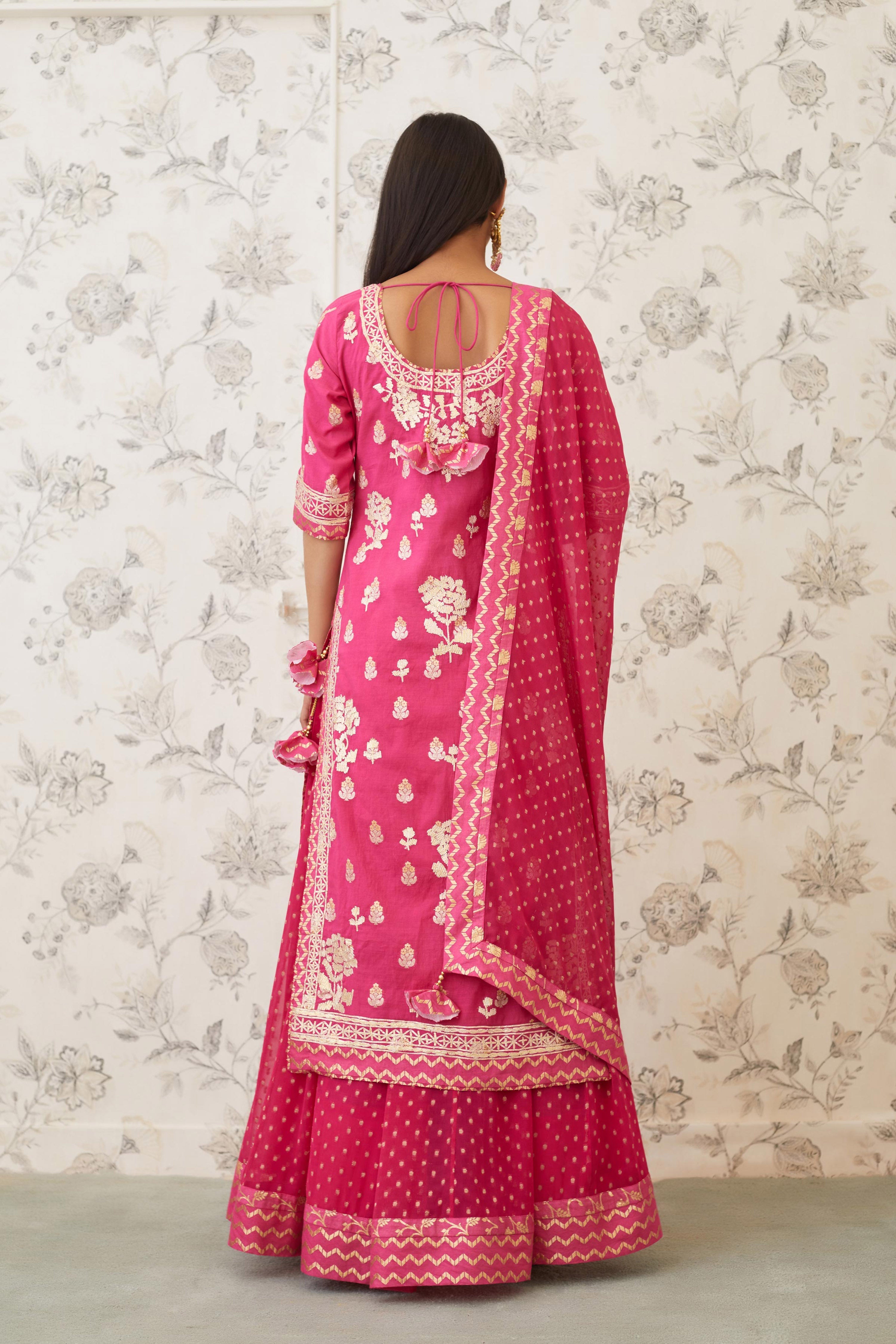 Magenta Kurta Skirt Set