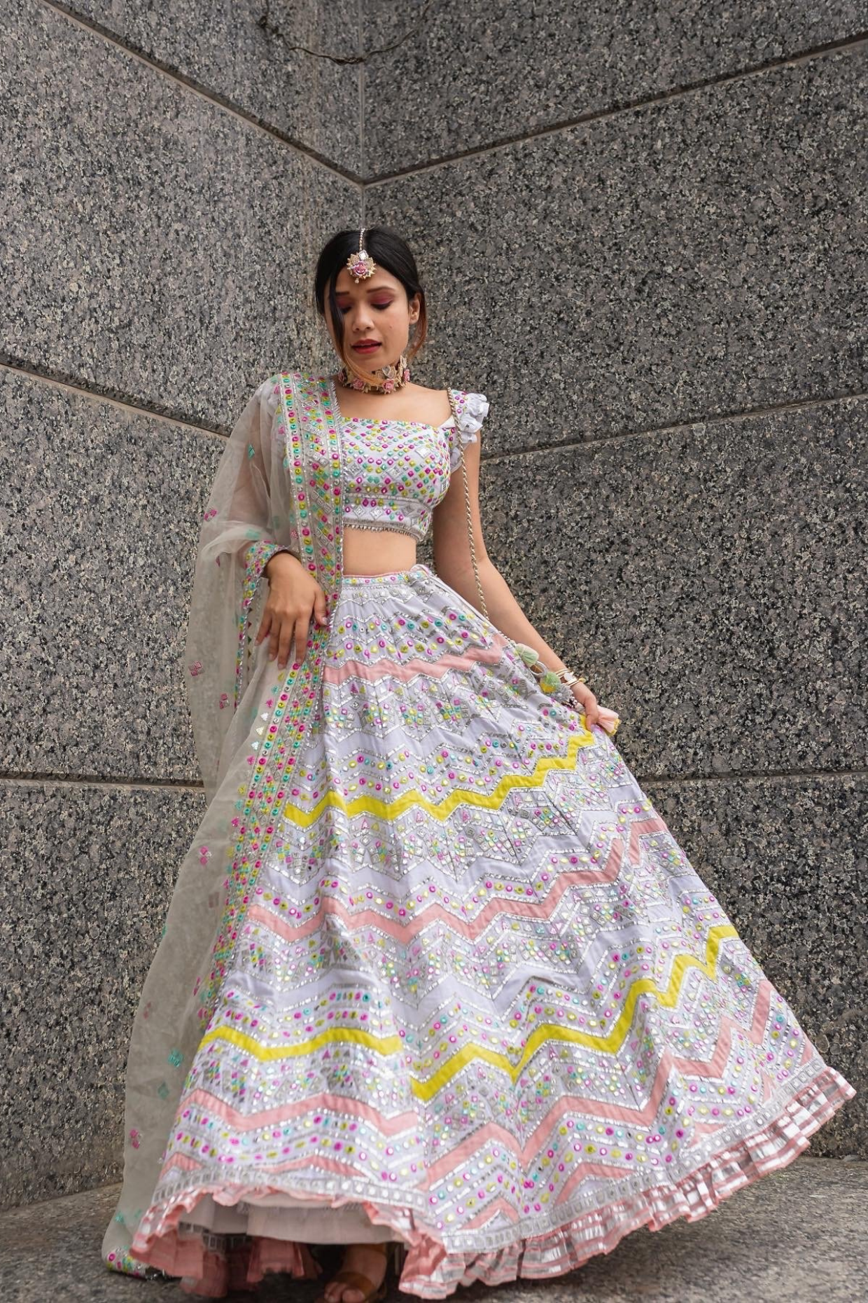 Riya Jain in Noor Chevron Lehenga Set