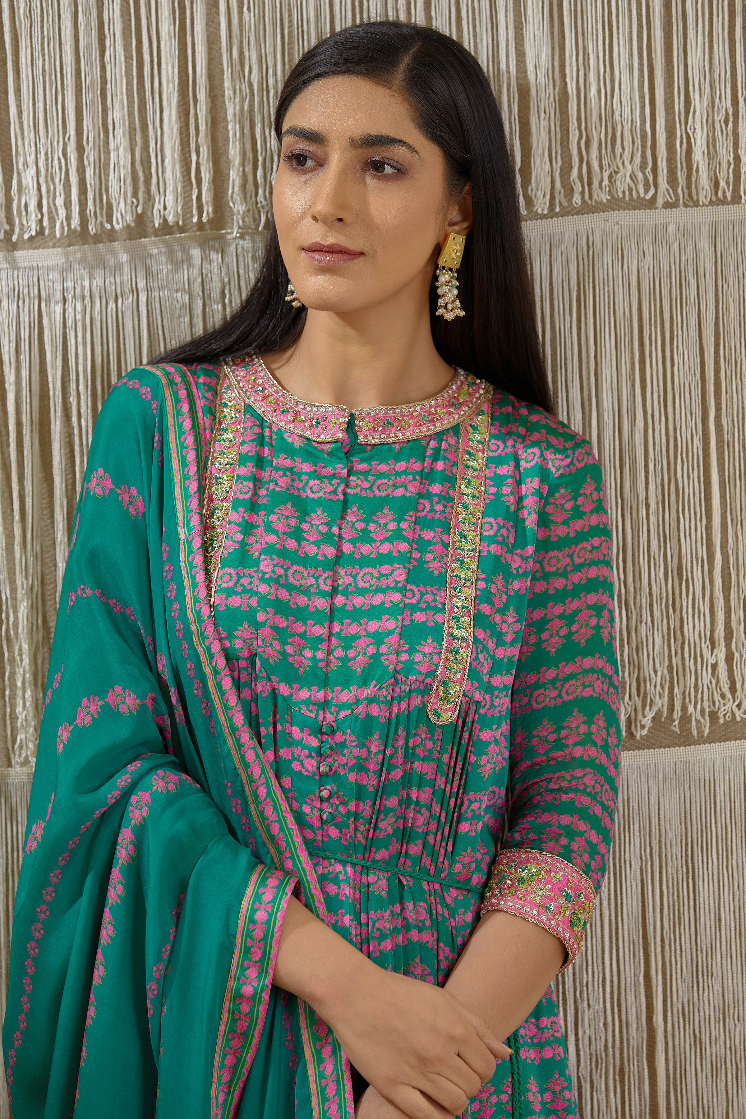 Teal Anarkali set