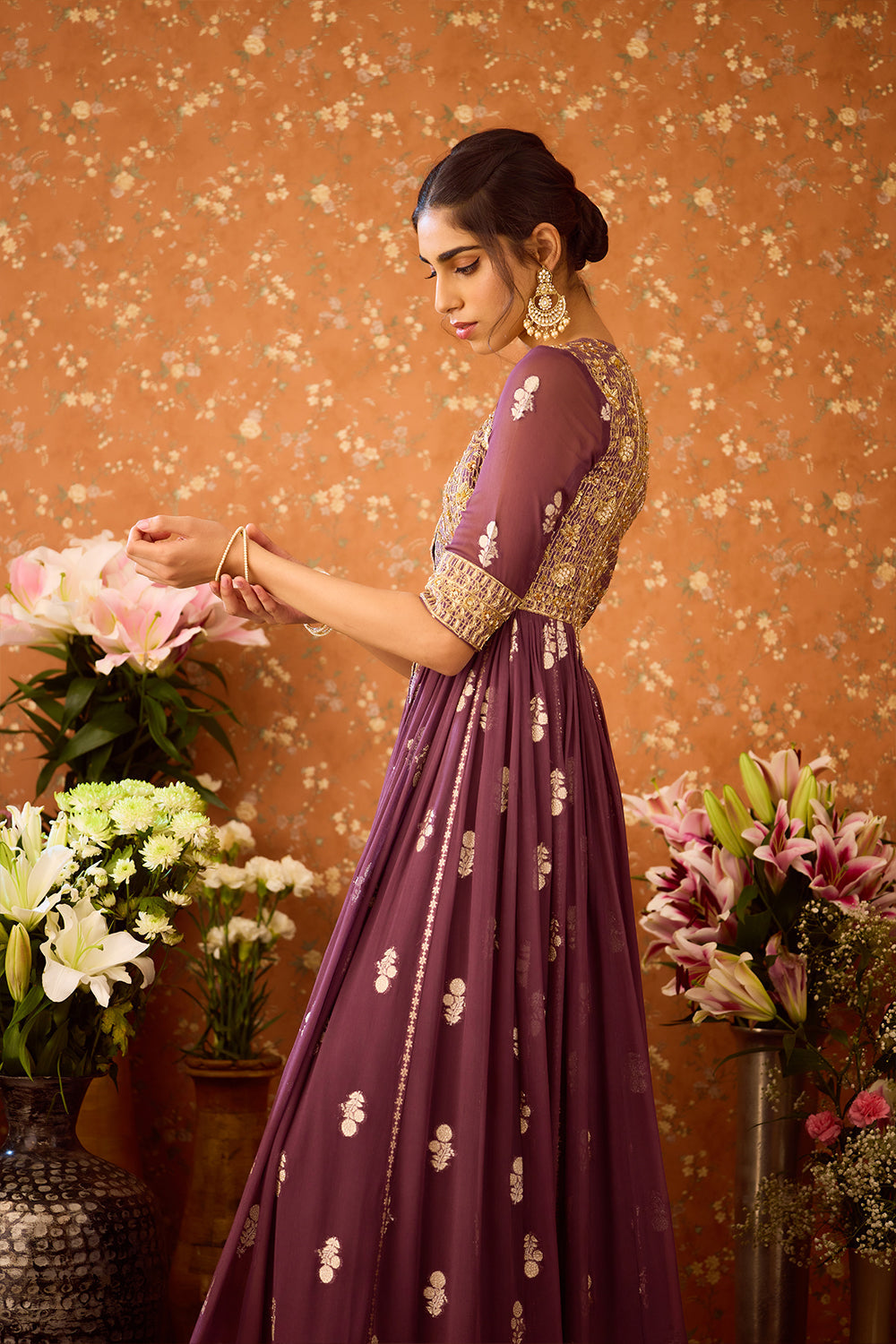 Prune Purple Anarkali Set