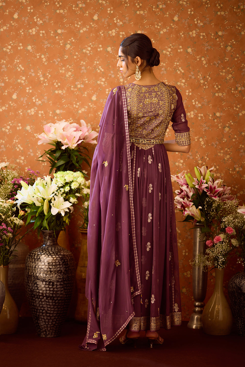 Prune Purple Anarkali Set