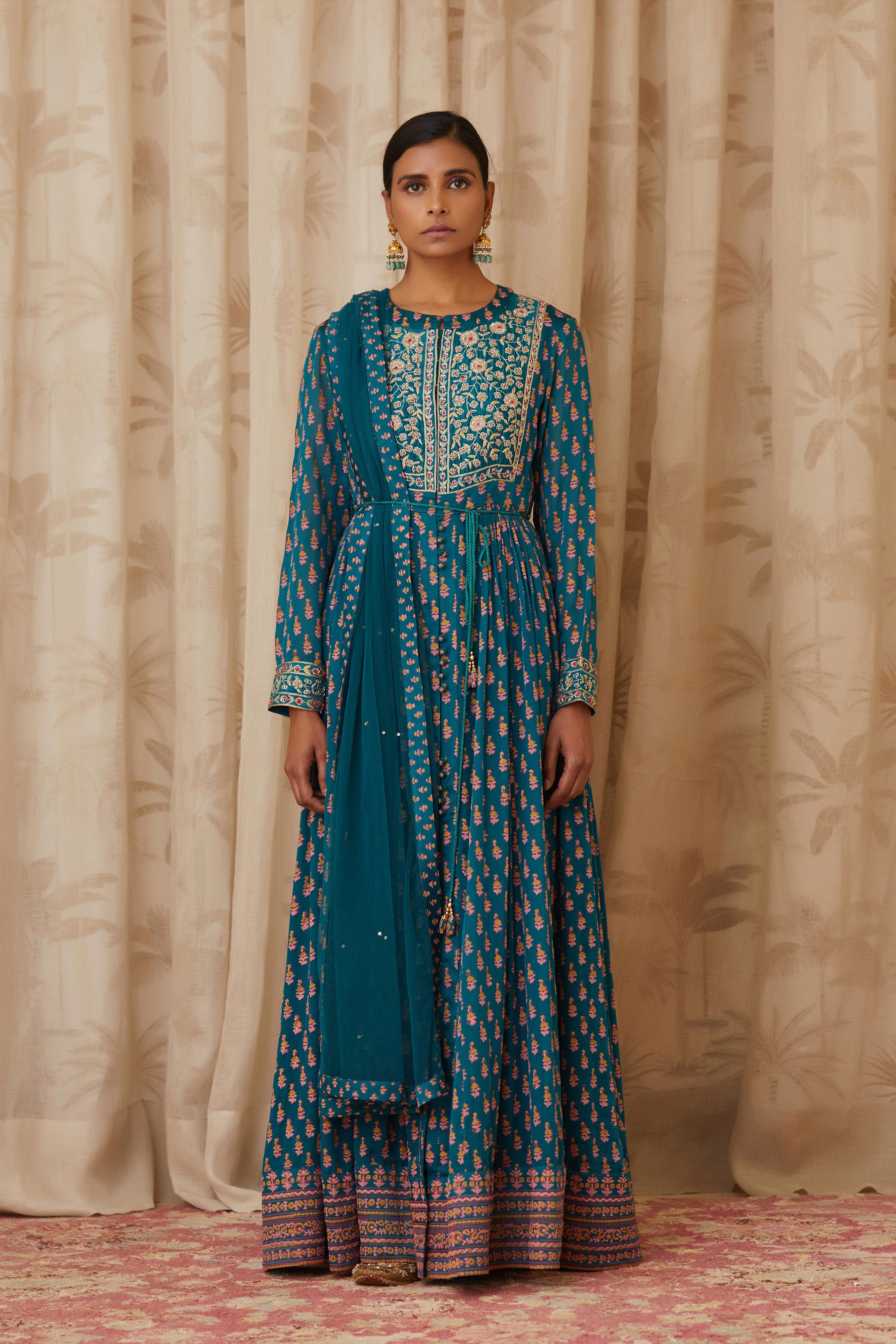 Teal Green Anarkali Set