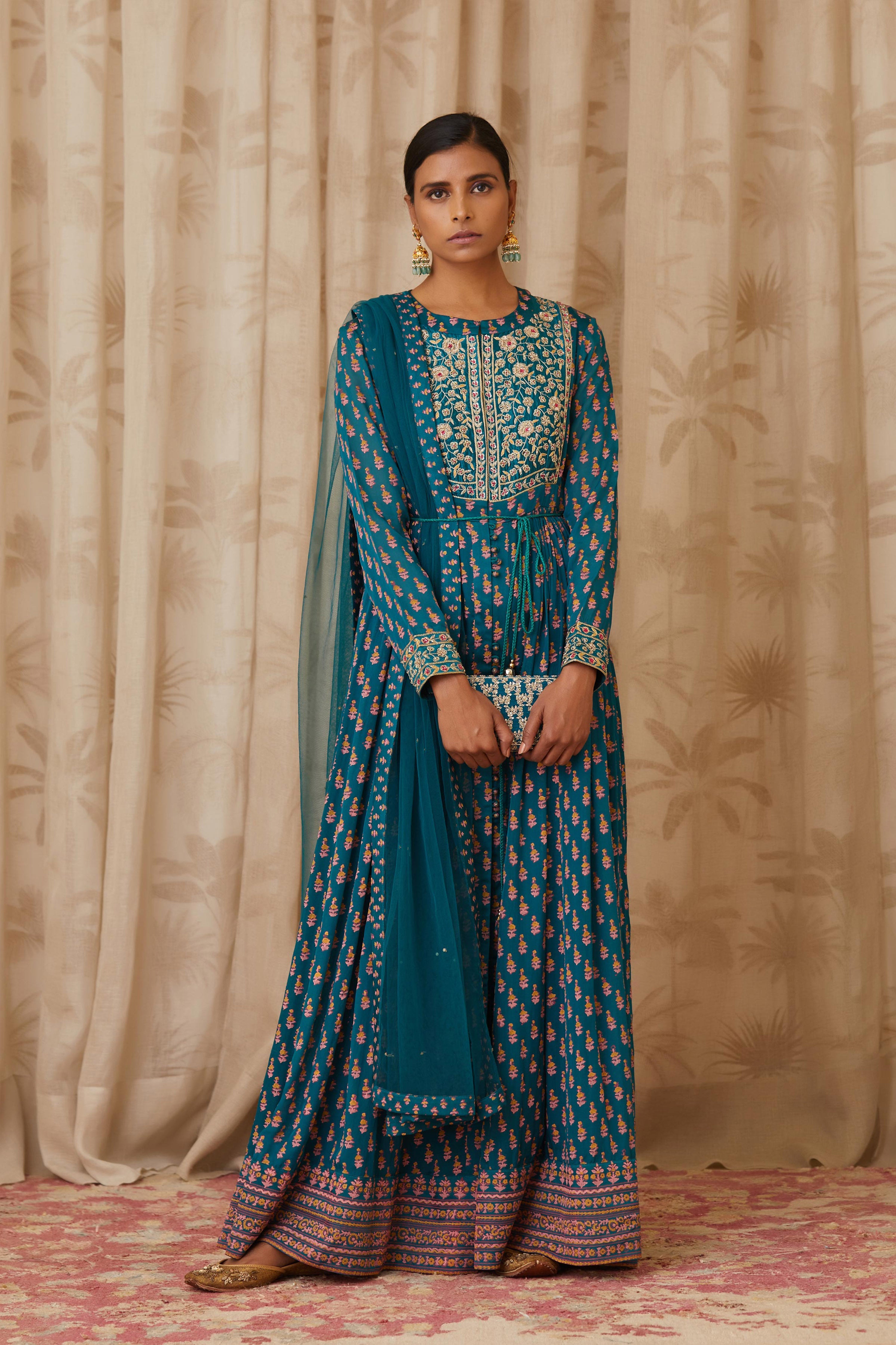 Teal Green Anarkali Set