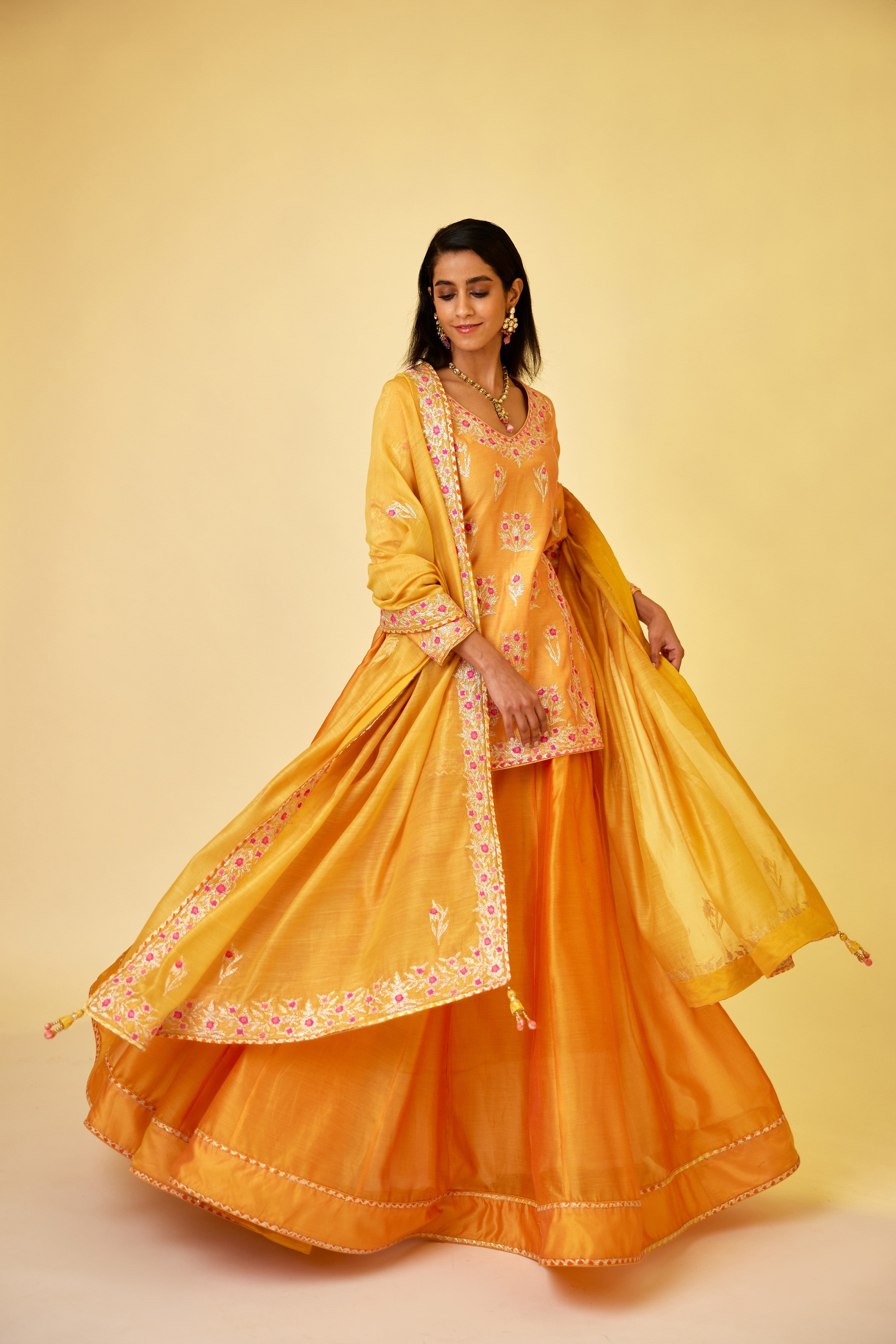 Saffron Orange Skirt Set
