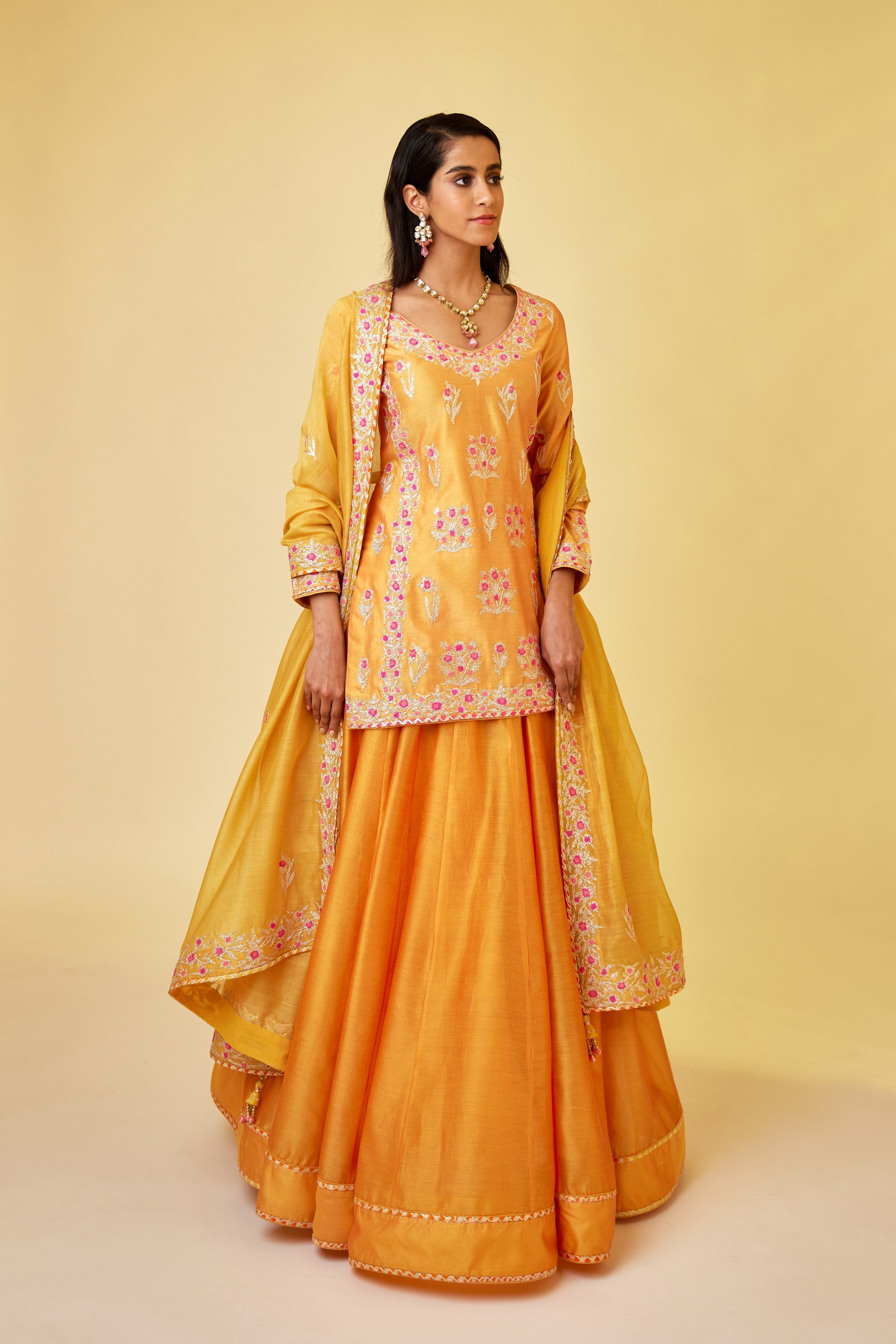 Saffron Orange Skirt Set