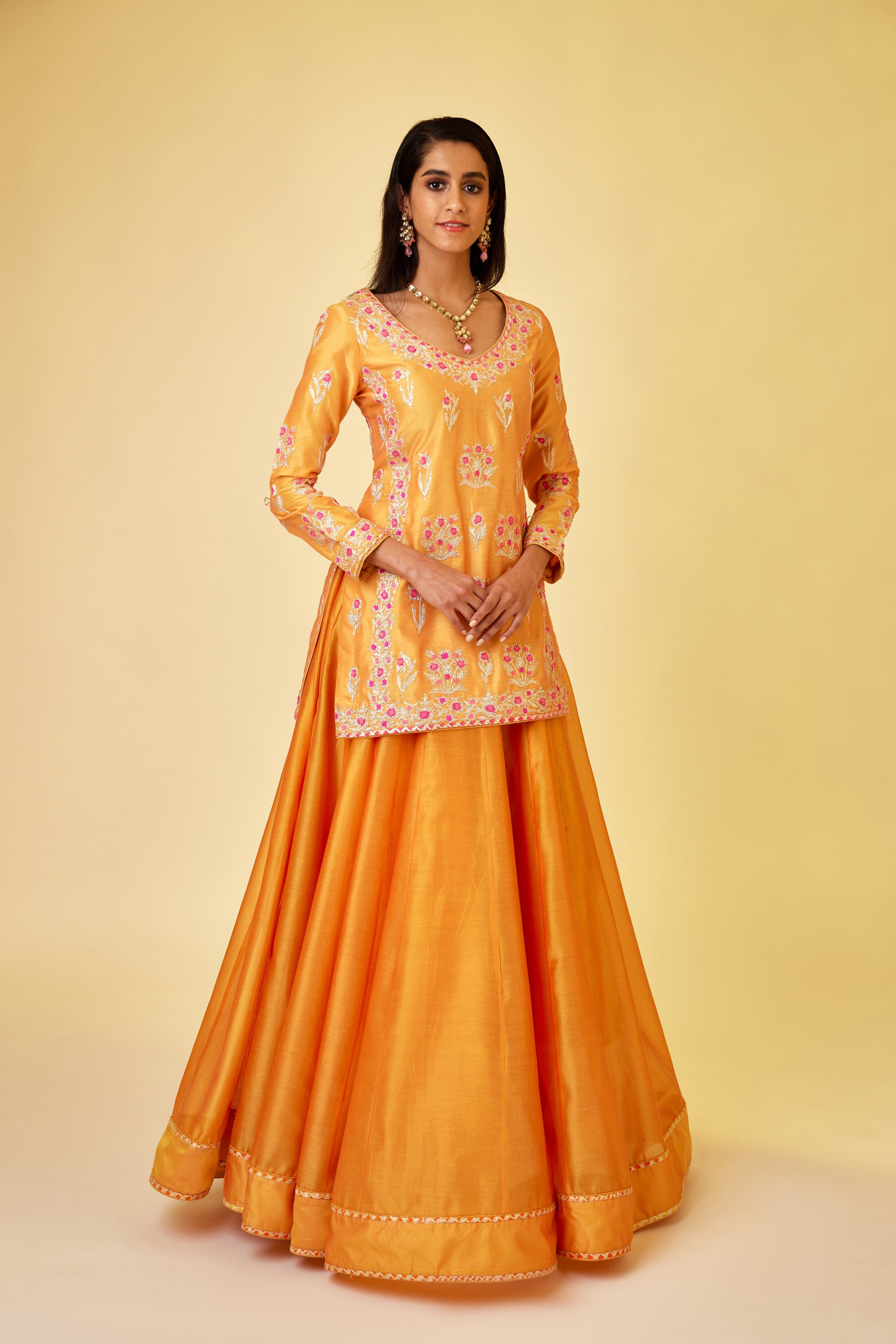 Saffron Orange Skirt Set