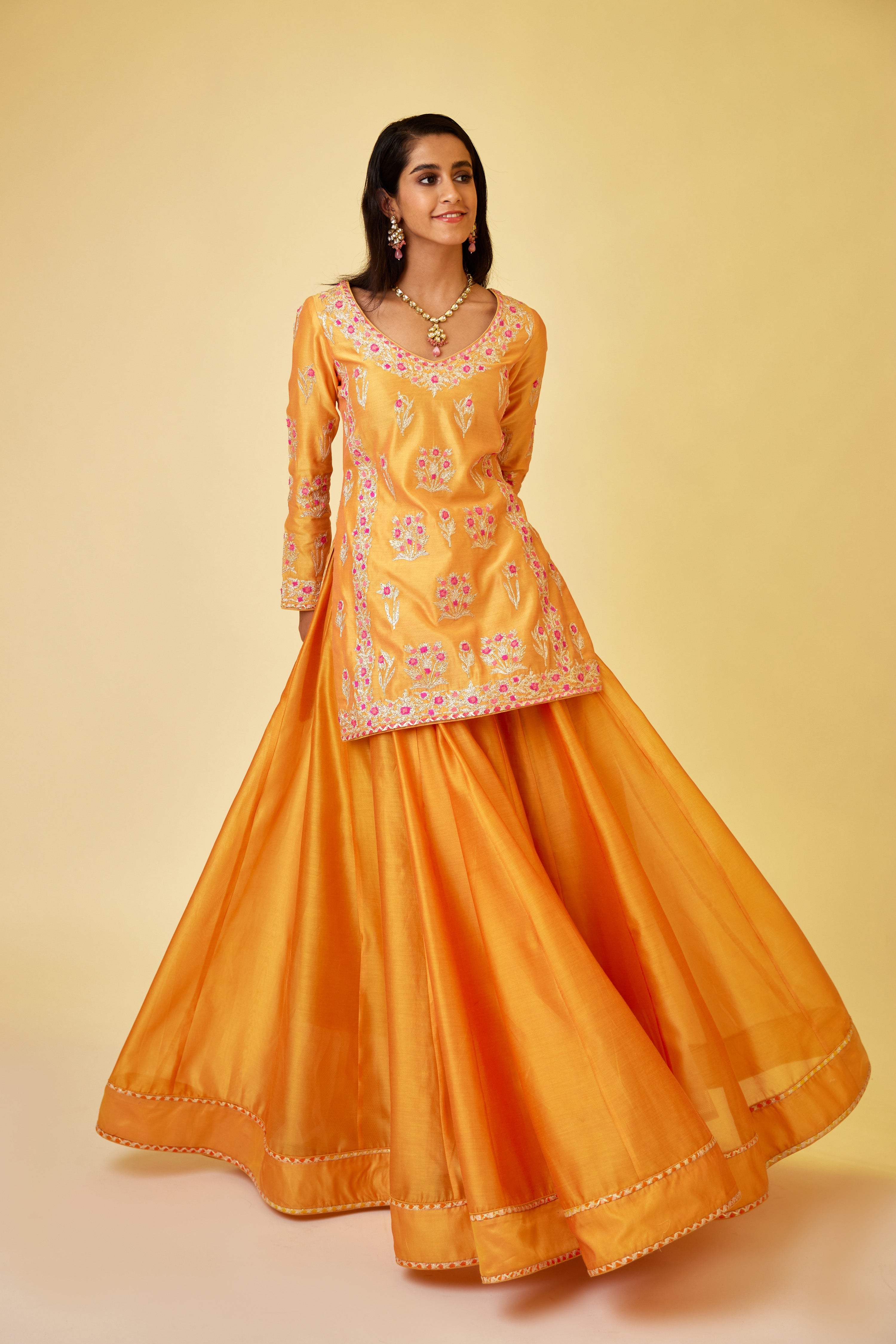 Saffron Orange Skirt Set