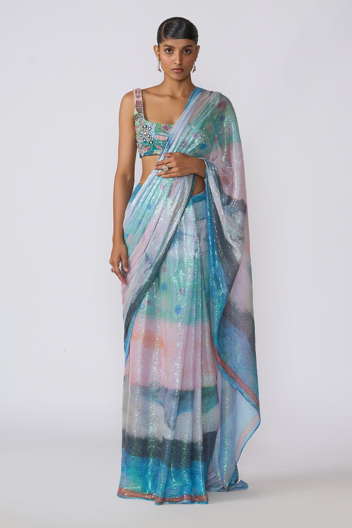 Spectra - Aurora Sequin Tulle Saree Set