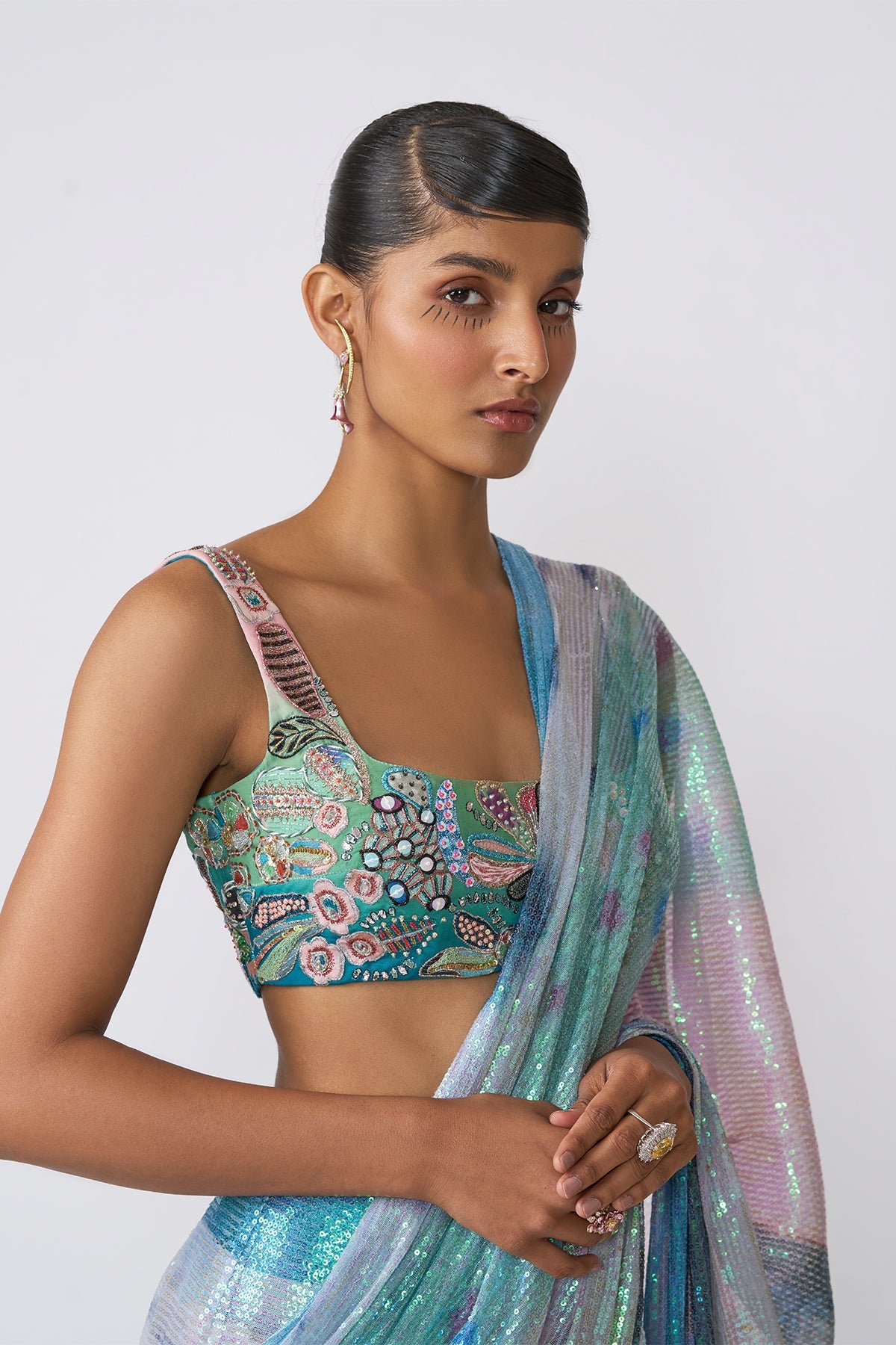 Spectra - Aurora Sequin Tulle Saree Set