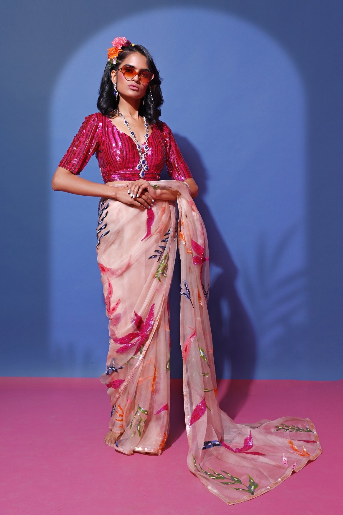 Blush Organza Saree Set