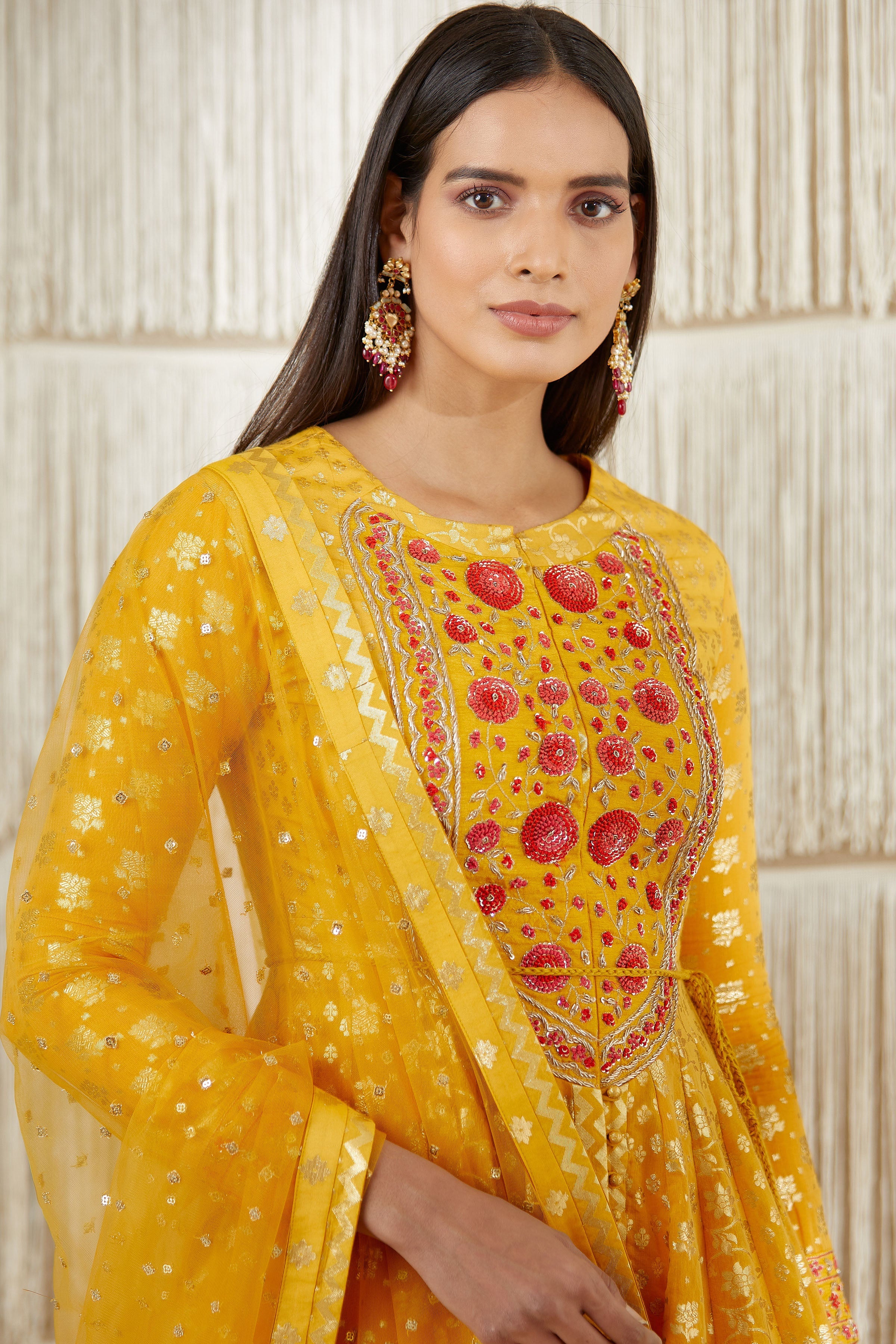 Mustard Anarkali set