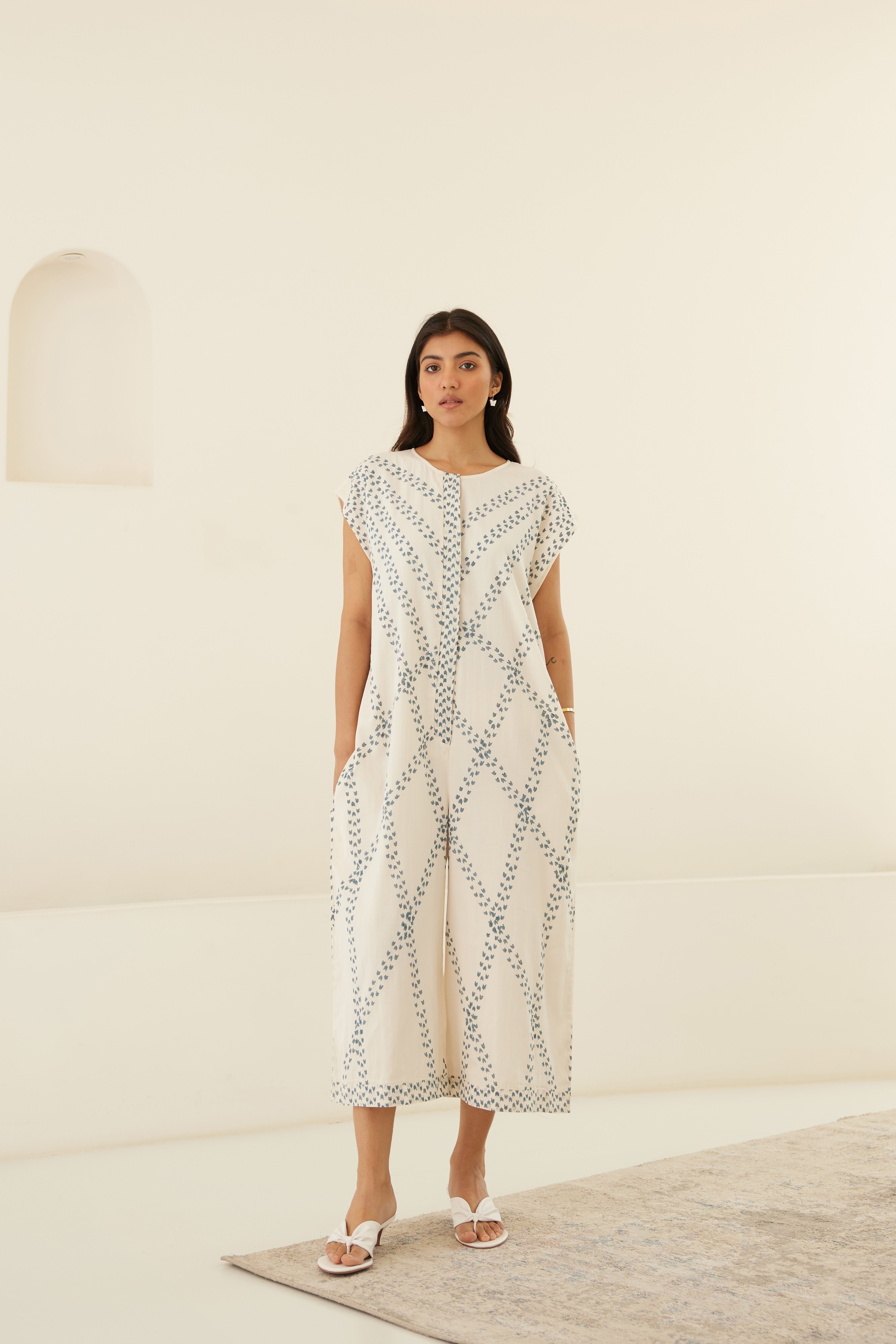 Papyrus White - Dusty Blue Jumpsuit