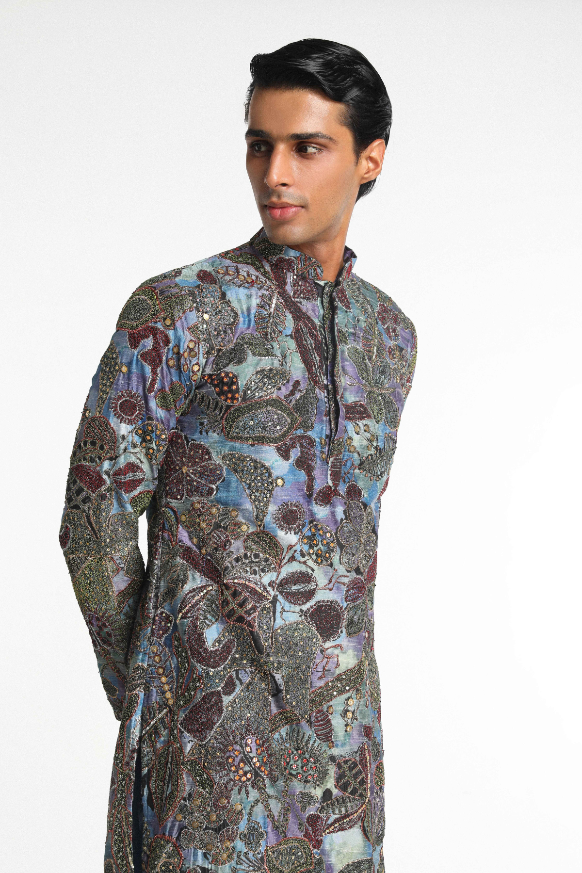 Vortex - Sapphire Blue Raw Silk Kurta Set