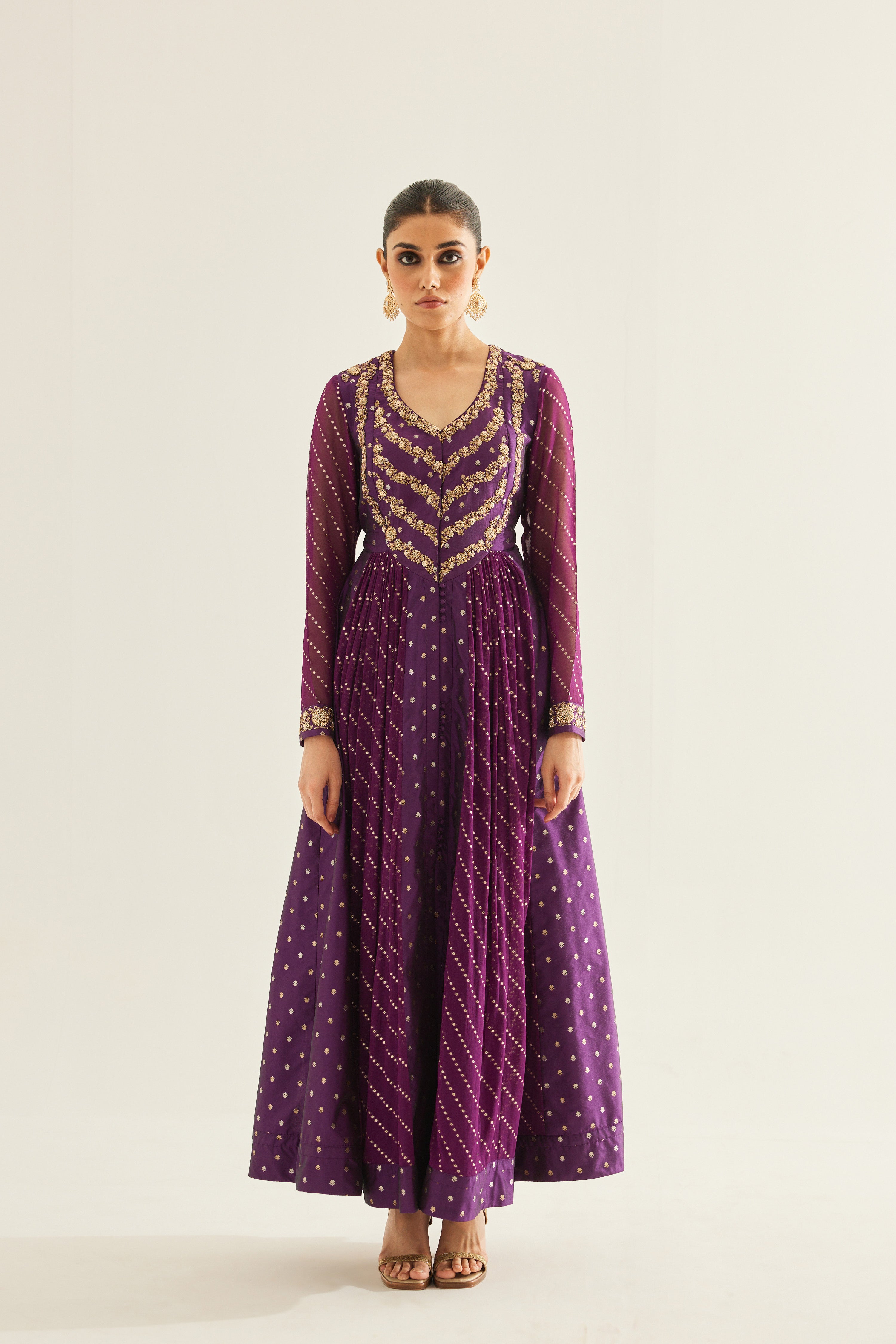Purple Wine Anarkali Set