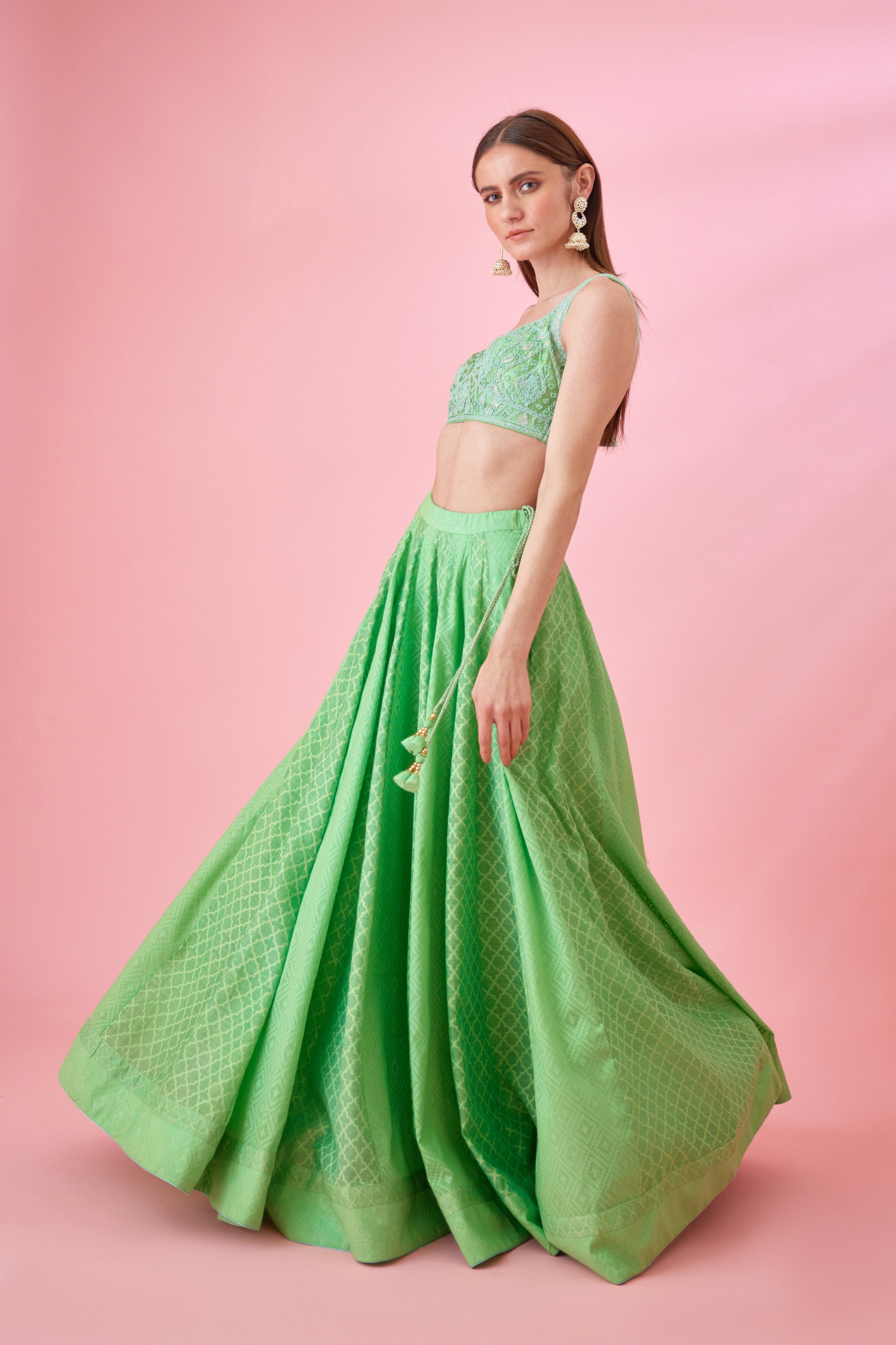 Irish Green Lehenga Set