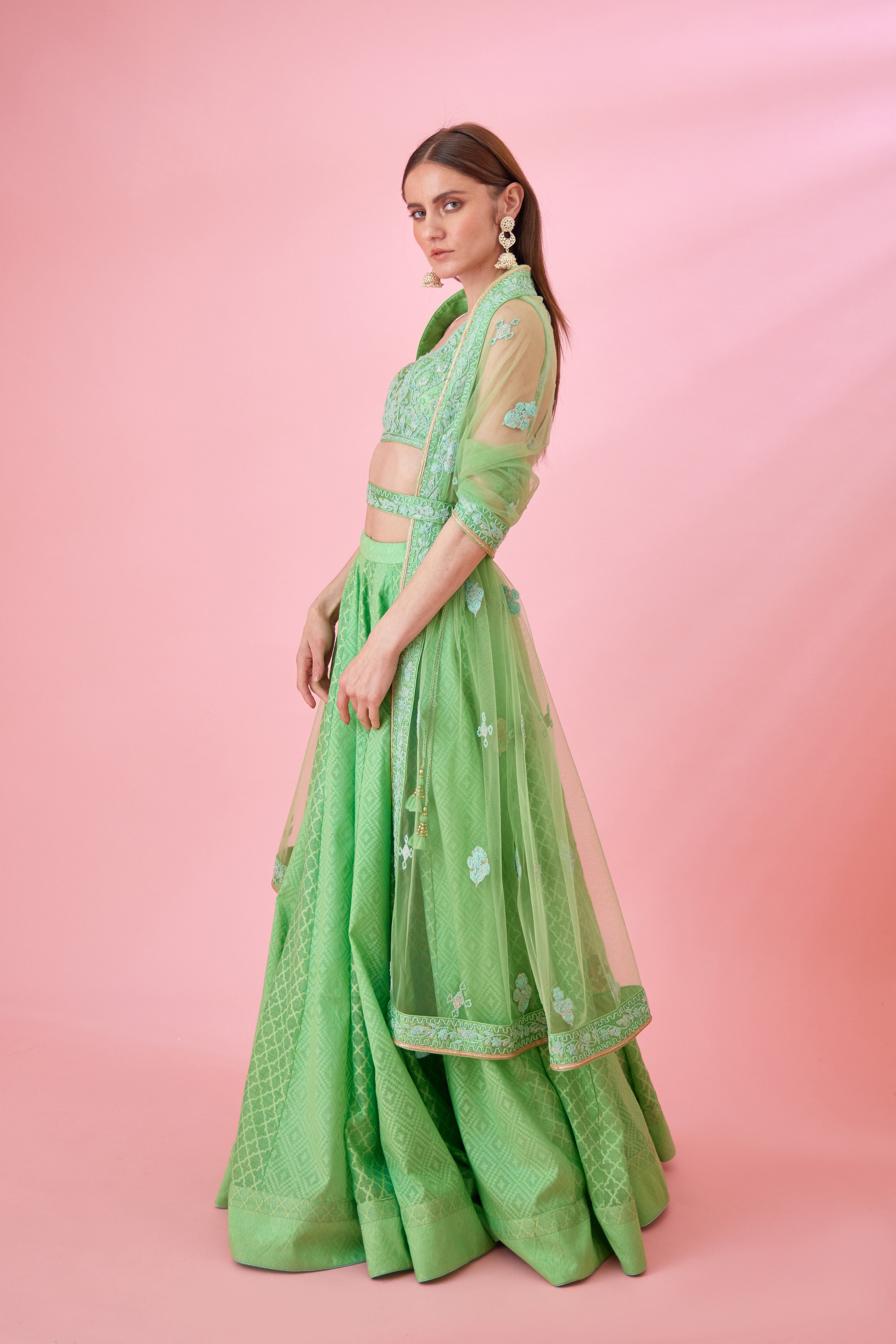 Irish Green Lehenga Set
