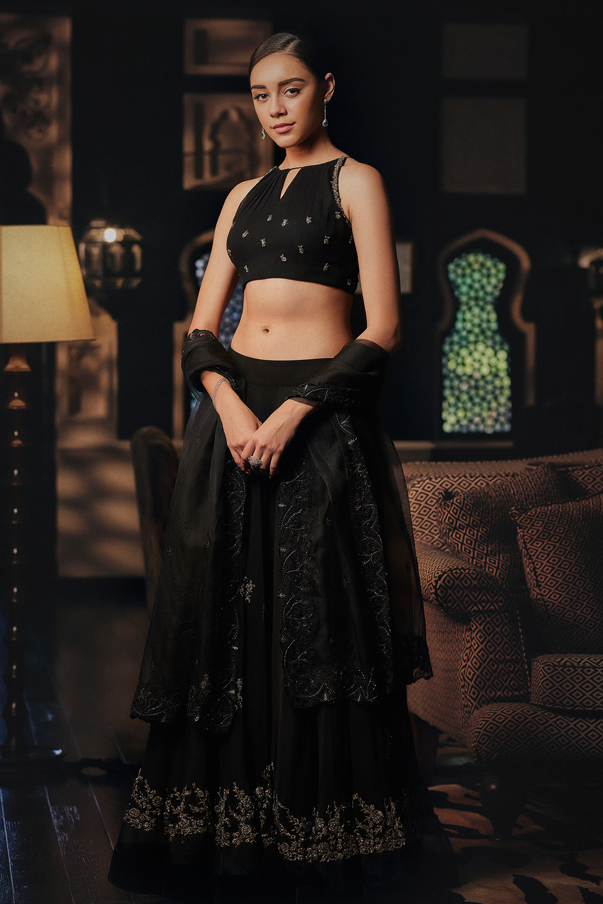 Black Georgette Skirt With Blouse