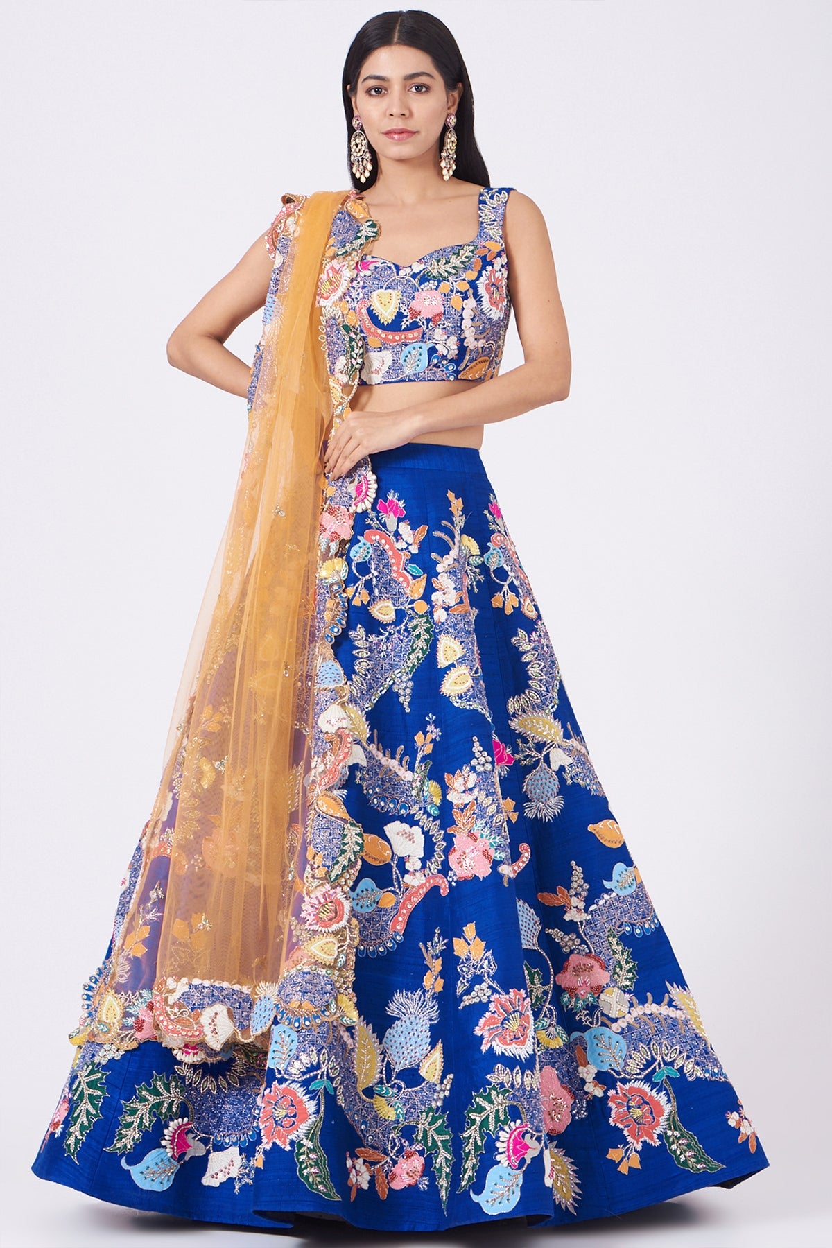 Nayra - Electric Blue Raw Silk Lehenga Set